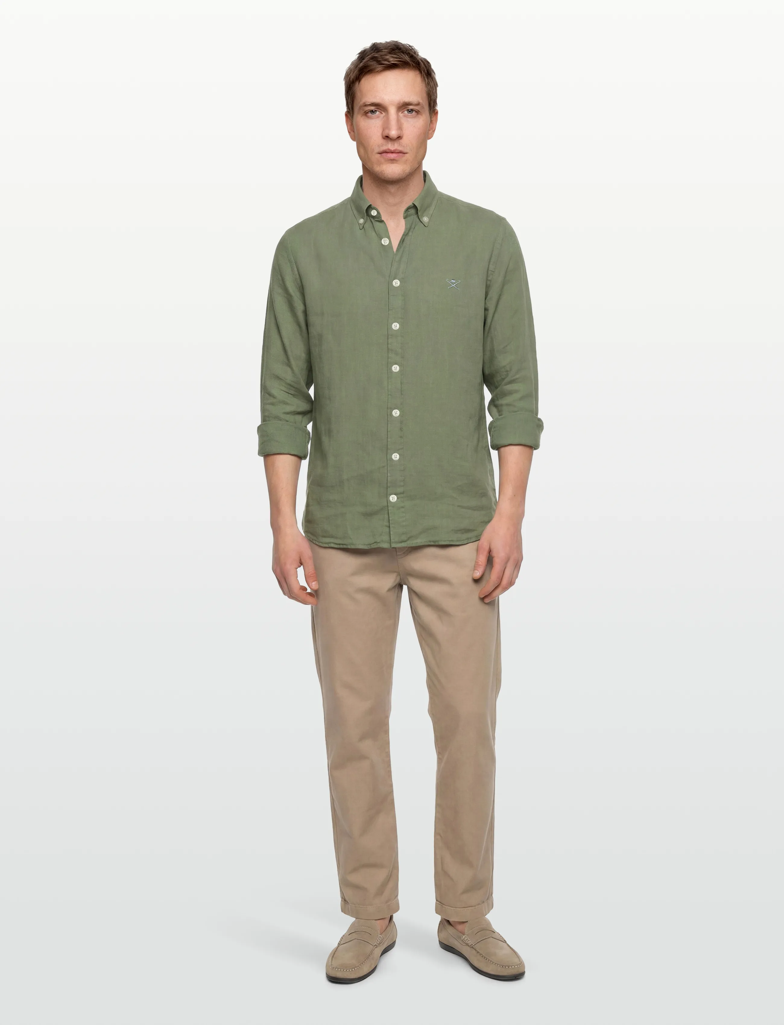 Hackett London ESS GMD LINEN BRPT - Clothing - SAGE GREEN / khaki/green