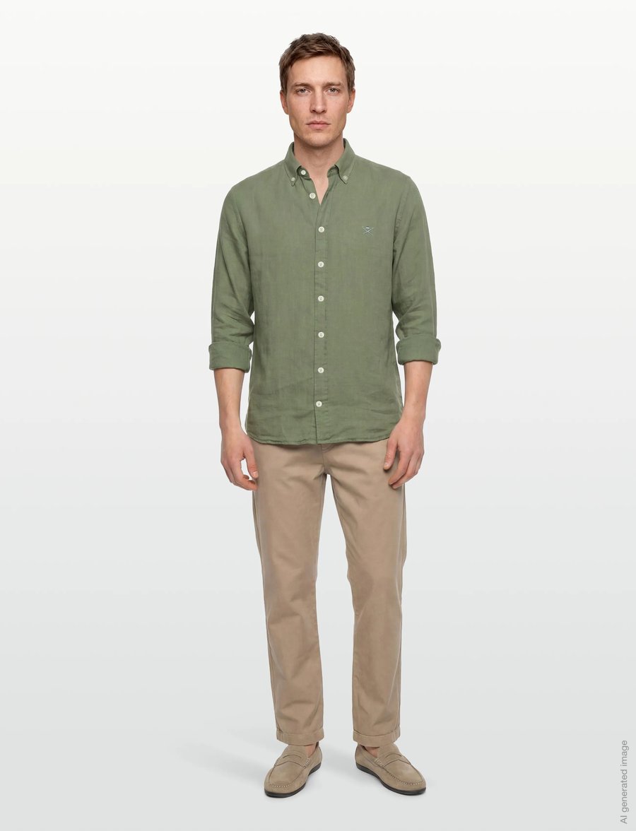 Hackett London - ESS GMD LINEN BRPT - basic-hemden - sage green - 0