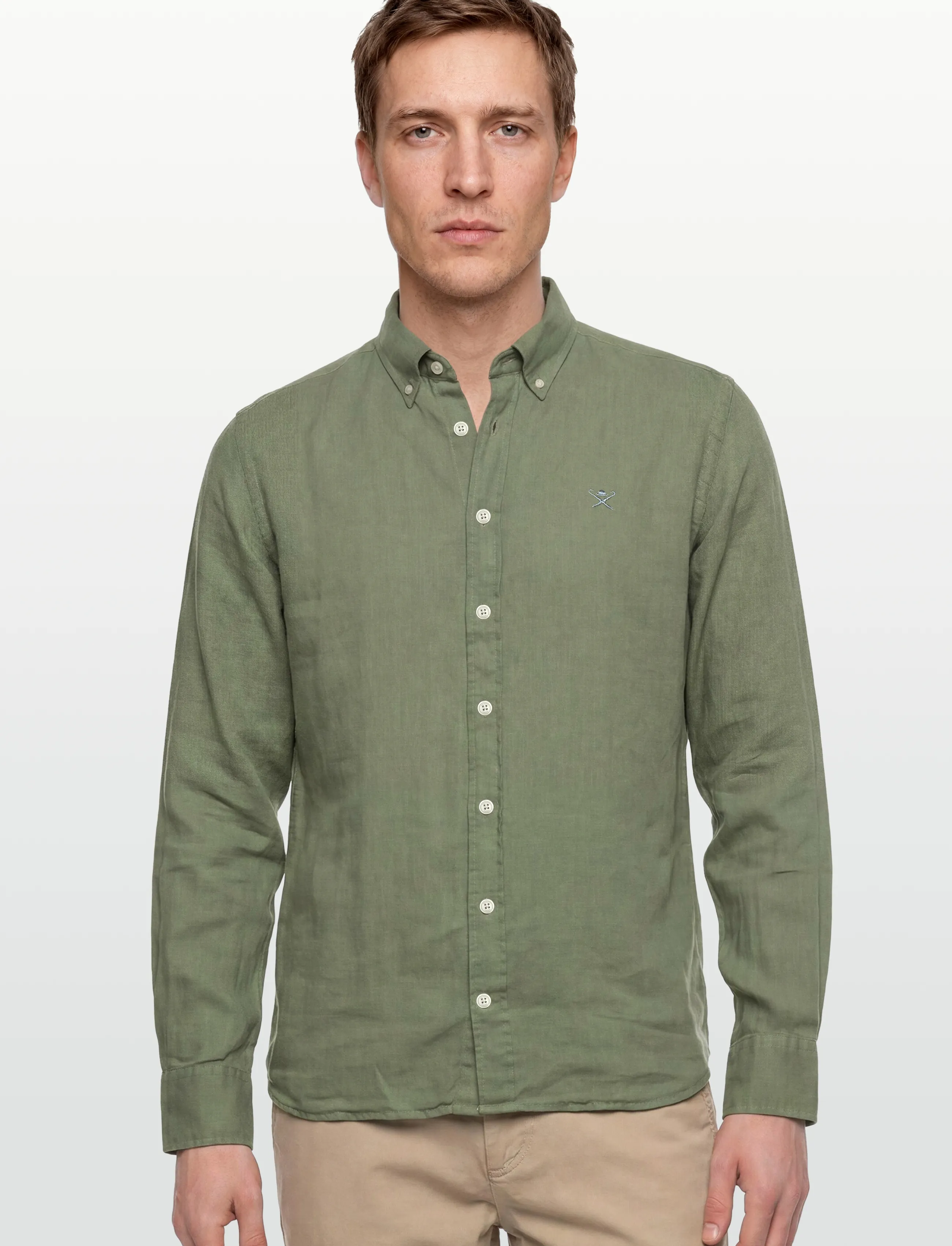 Hackett London - ESS GMD LINEN BRPT - basic-hemden - sage green - 3