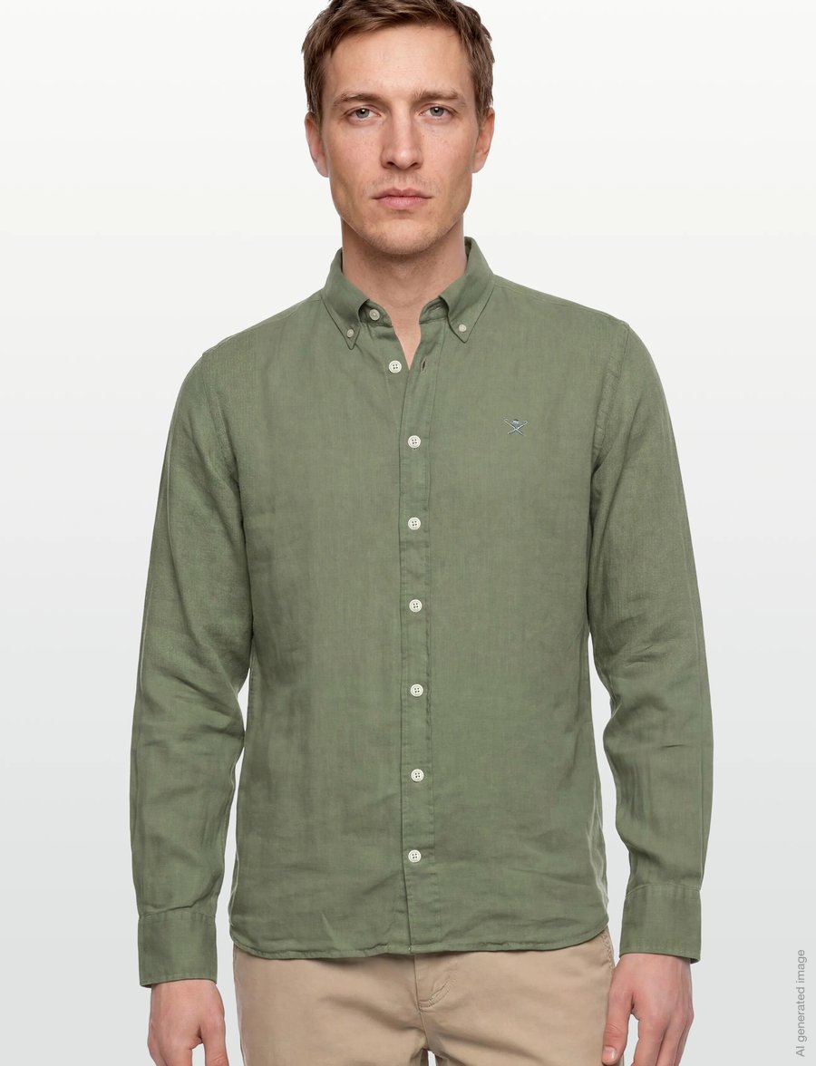 Hackett London - ESS GMD LINEN BRPT - basic-hemden - sage green - 3