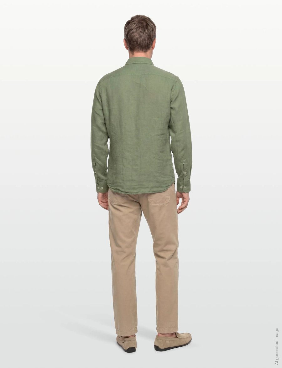 Hackett London - ESS GMD LINEN BRPT - basic-hemden - sage green - 4