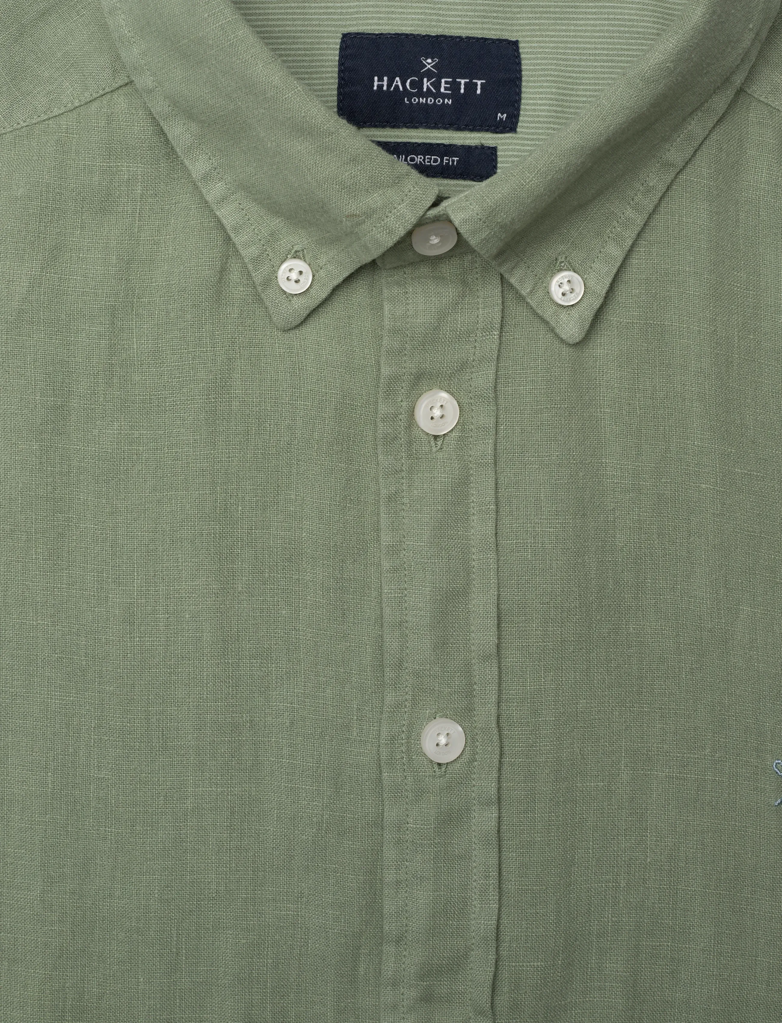 Hackett London - ESS GMD LINEN BRPT - lininiai marškiniai - sage green - 2