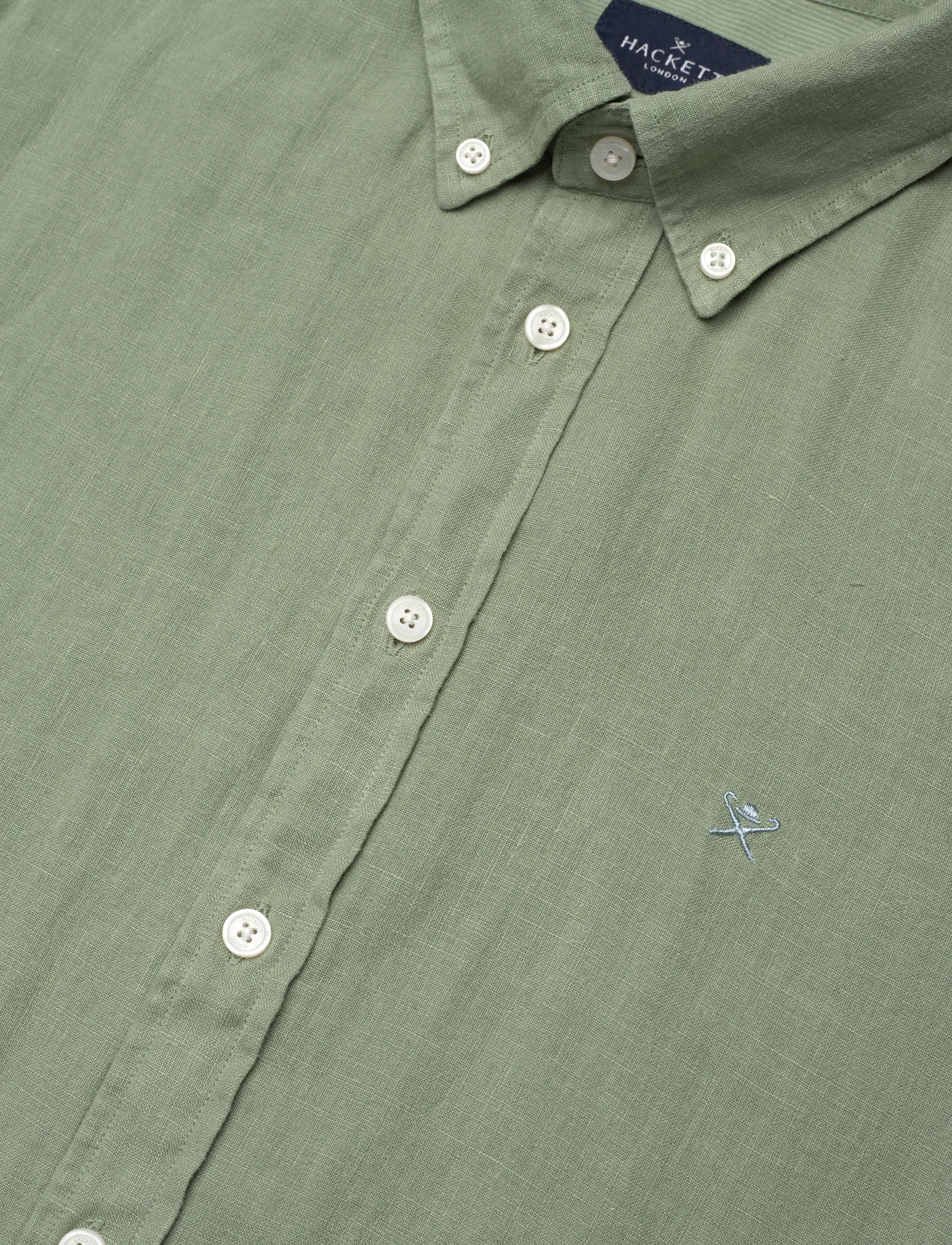 Hackett London - ESS GMD LINEN BRPT - lininiai marškiniai - sage green - 3