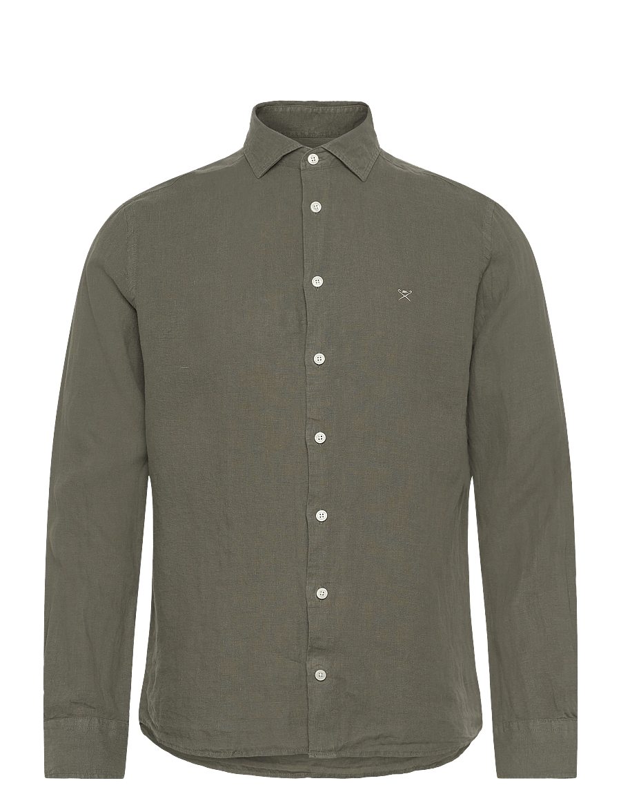 Hackett London - ESS GMD LINEN KENT - basic skjorter - army green - 1