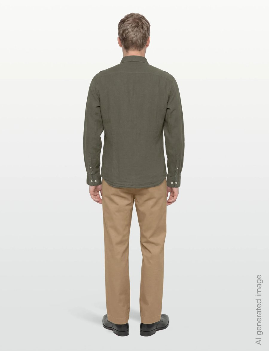 Hackett London - ESS GMD LINEN KENT - basic skjorter - army green - 4