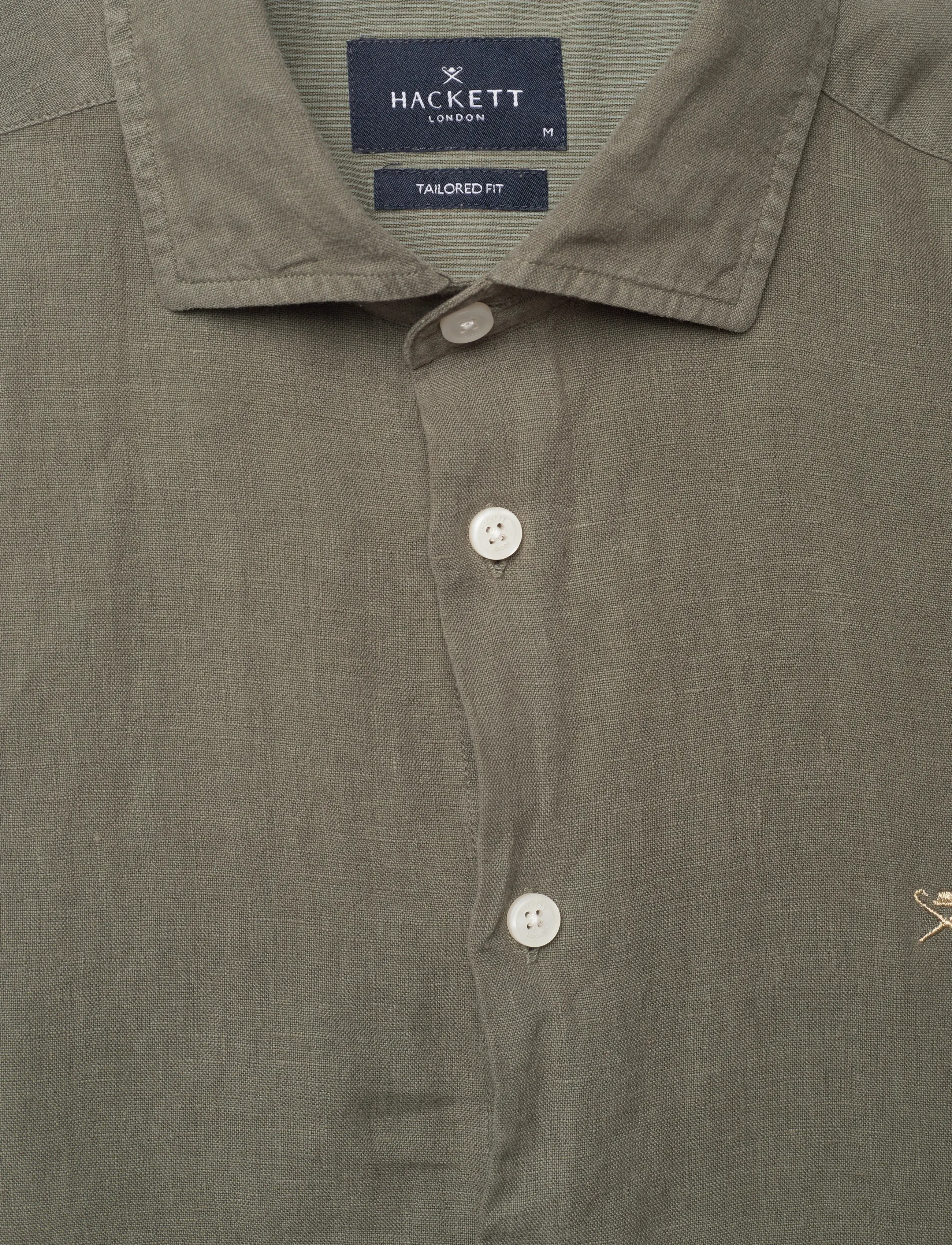 Hackett London - ESS GMD LINEN KENT - linasest riidest särgid - army green - 5