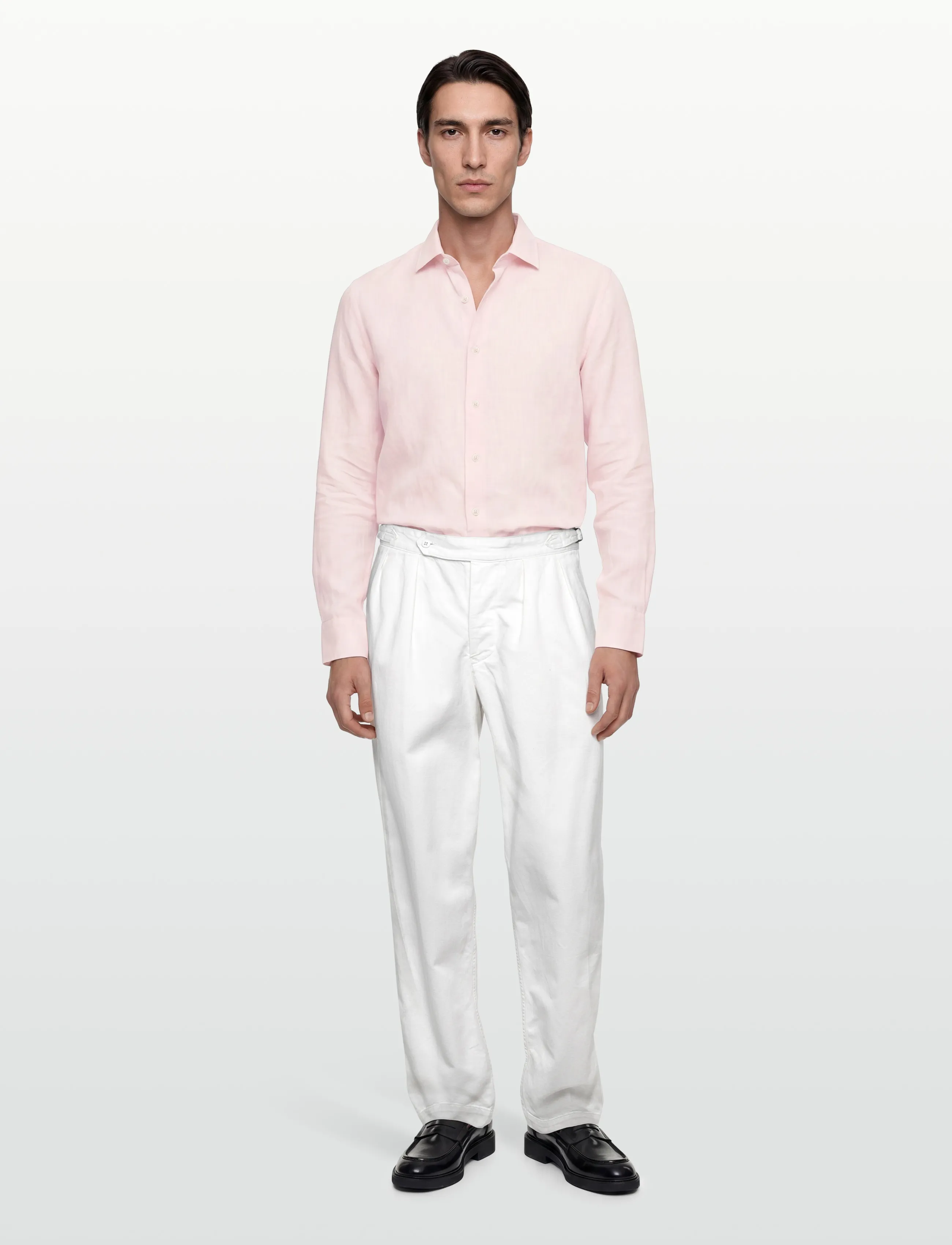 Hackett London Ess Gmd Linen Kent, Mænd, Hørskjorte, Pink, Str: M