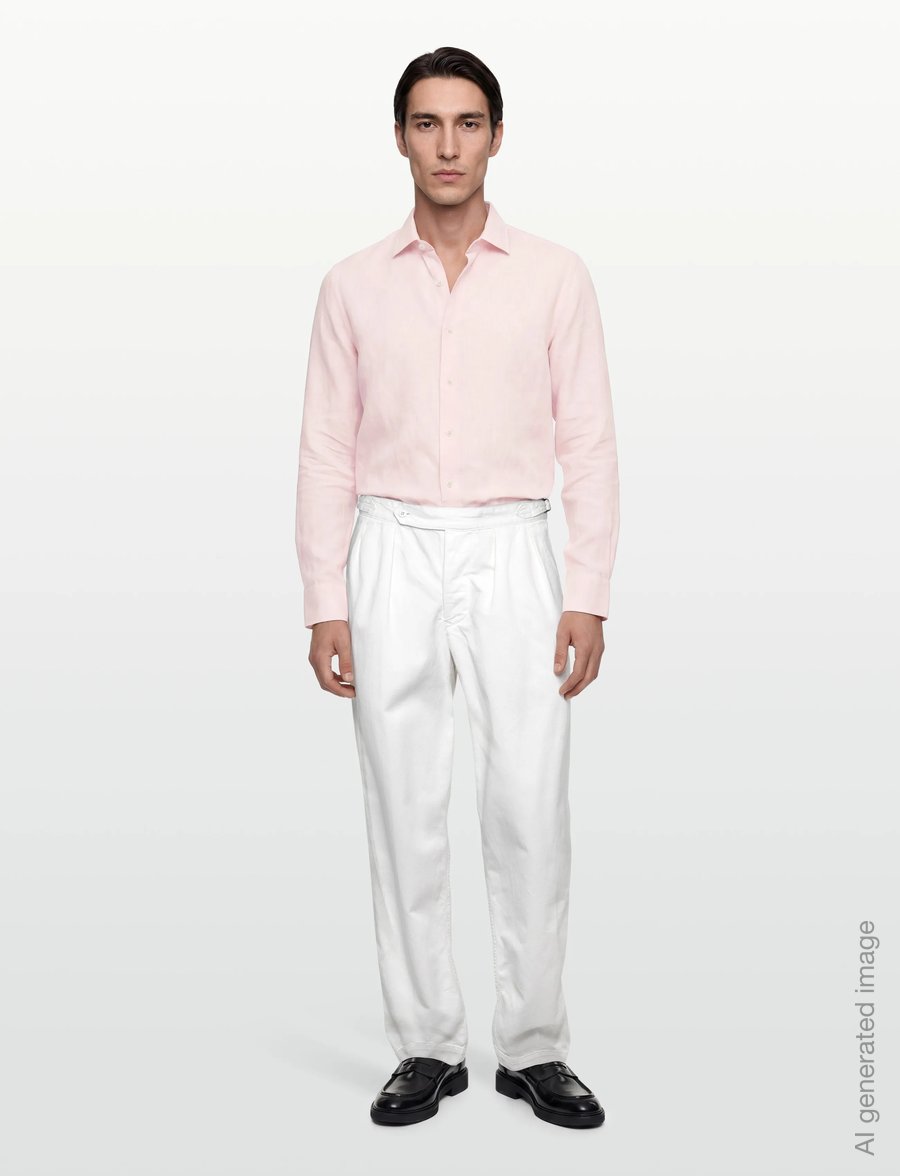 Hackett London - ESS GMD LINEN KENT - linasest riidest särgid - baby pink - 0