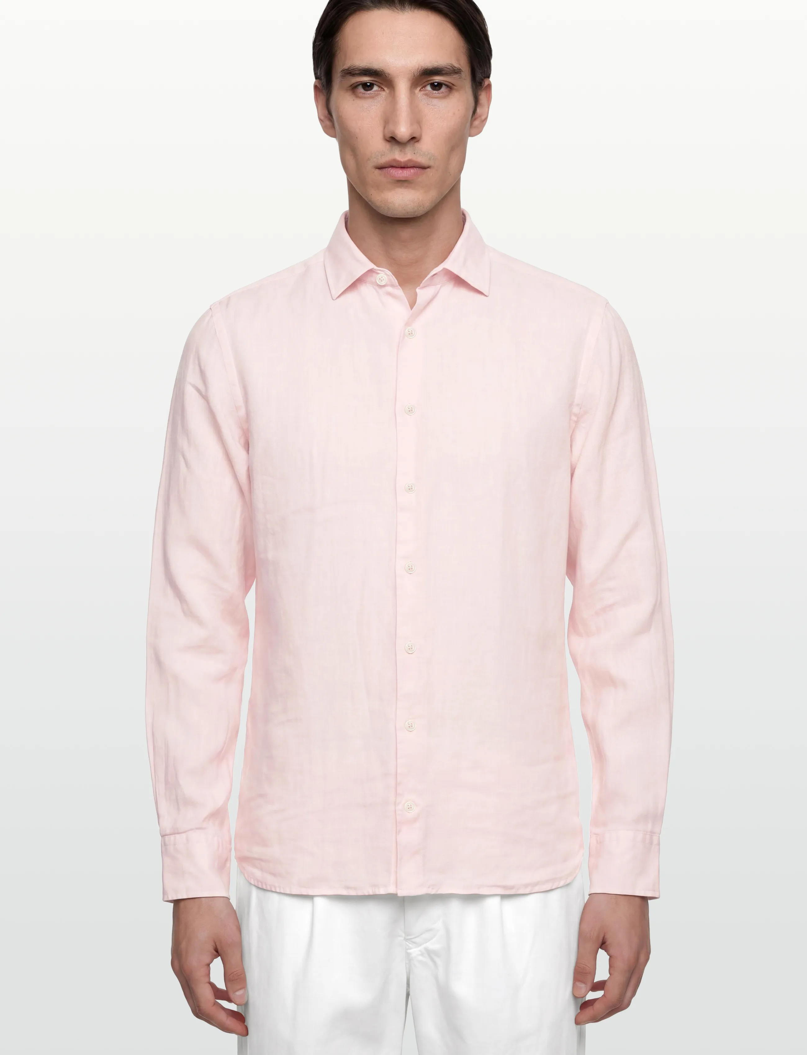 Hackett London - ESS GMD LINEN KENT - linasest riidest särgid - baby pink - 3