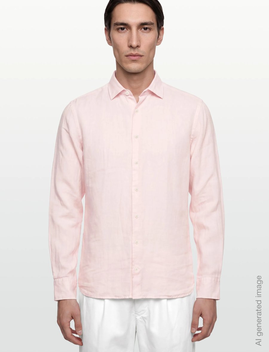Hackett London - ESS GMD LINEN KENT - linasest riidest särgid - baby pink - 3
