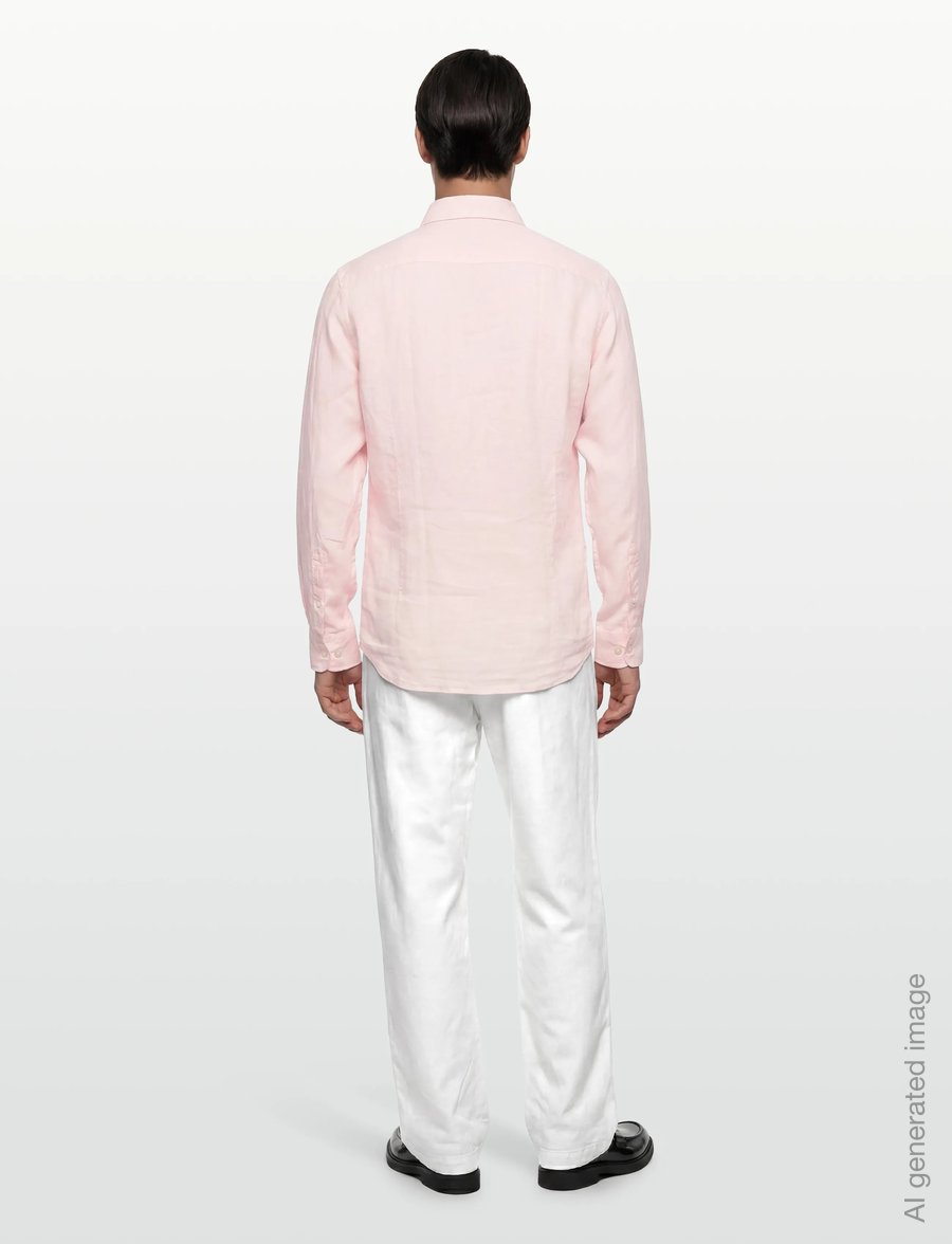 Hackett London - ESS GMD LINEN KENT - linasest riidest särgid - baby pink - 4