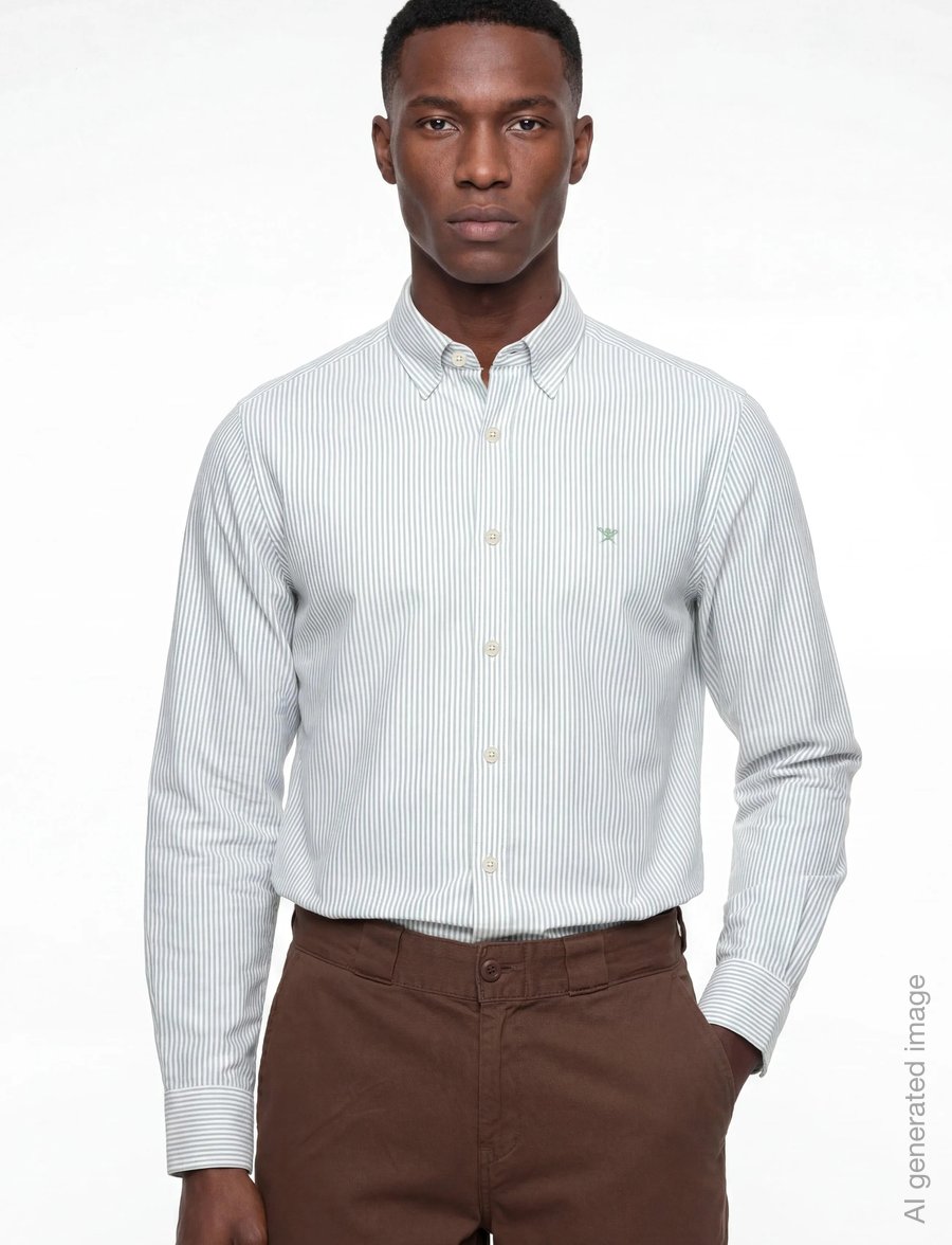 Hackett London - ESS LINEN BENGAL - tavalised t-särgid - sage green - 3