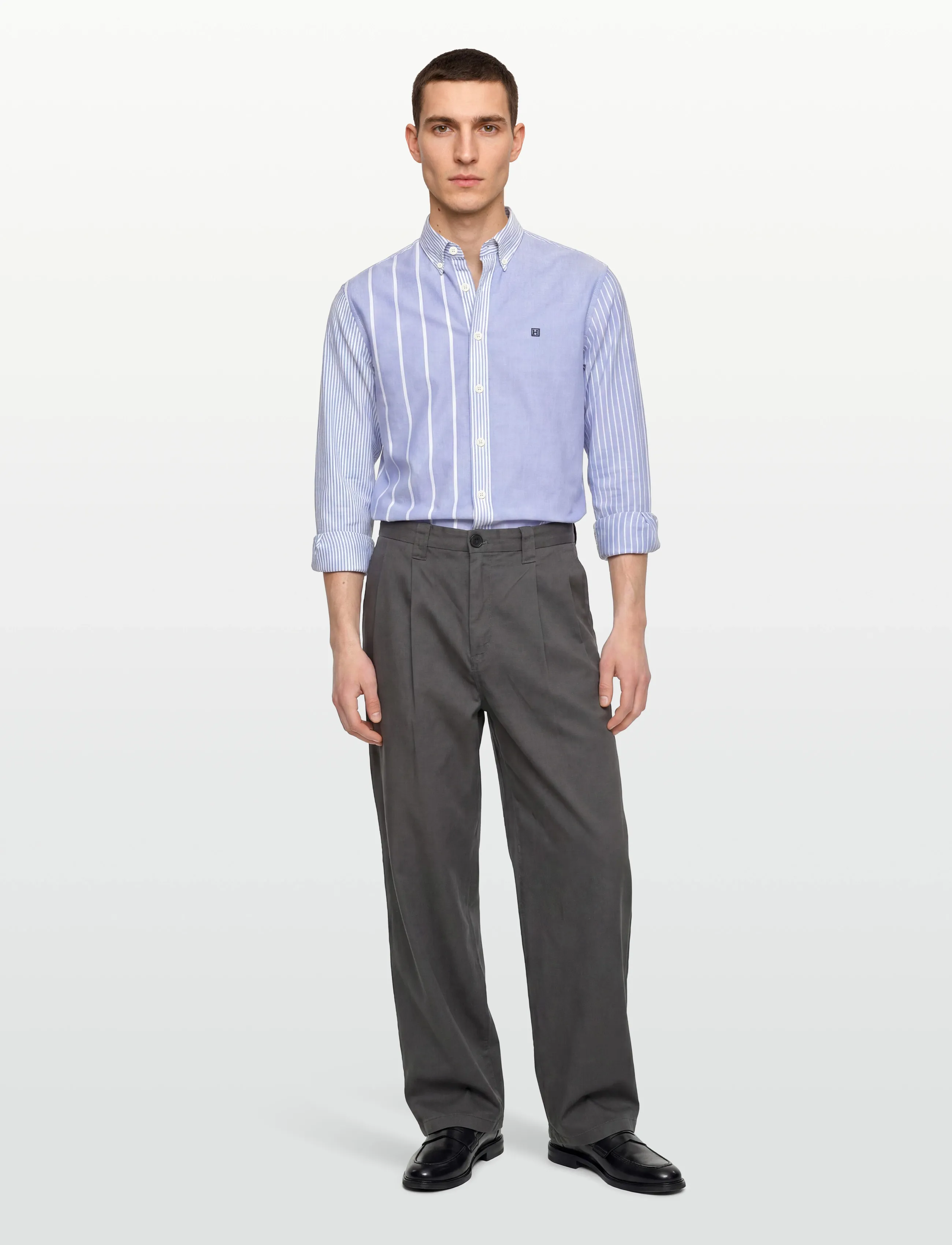 Hackett London Heritage Patchwork Oxf, Mænd, Patchwork Oxford Skjorte, Blå, Str: XXL