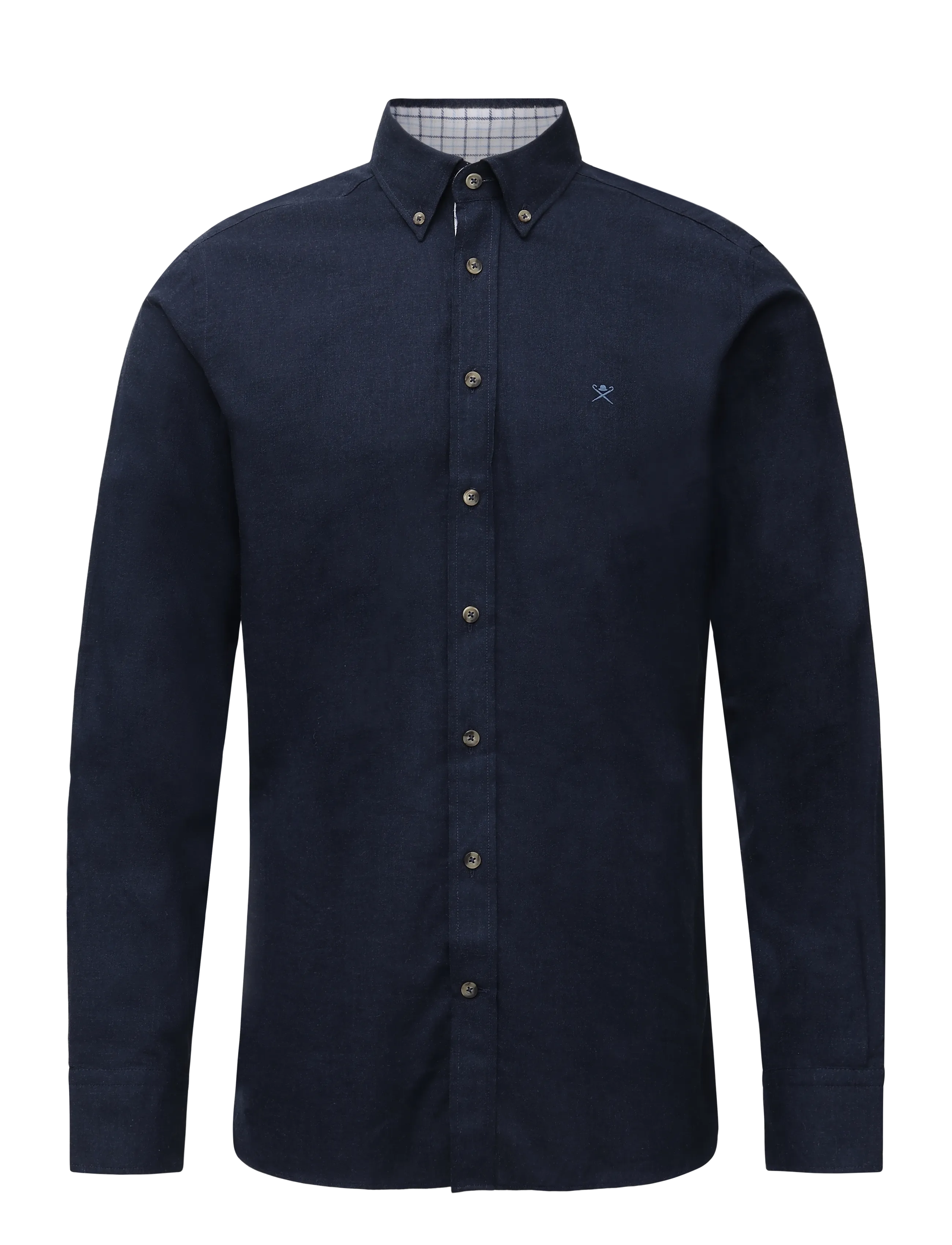 Hackett London Flannel Multi Trim, Herren, Flanell Button-Down Hemd, Marineblau, Gr.M