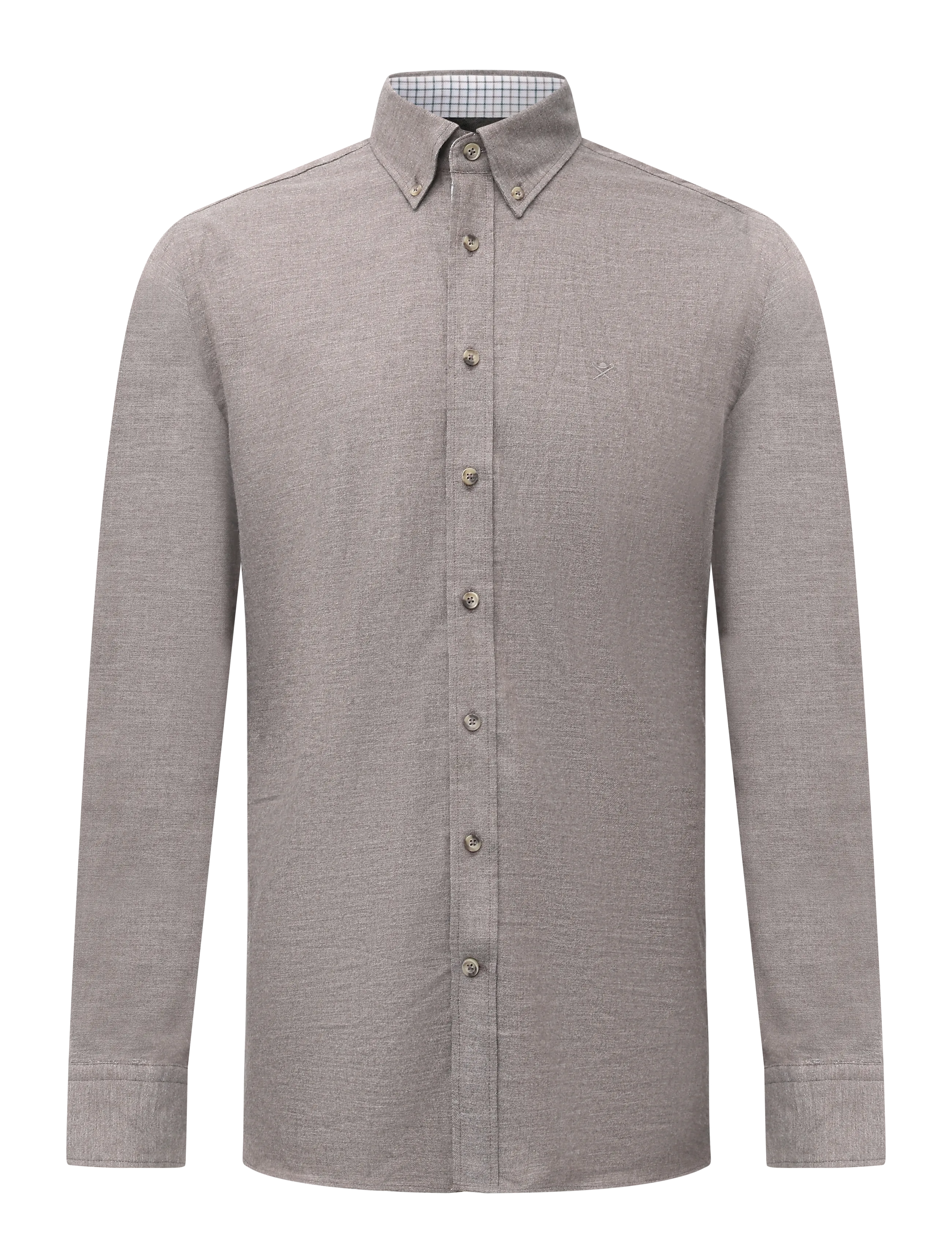 Hackett London Flannel Multi Trim, Herren, Flanell Button-Down Hemd, Beige, Gr.M