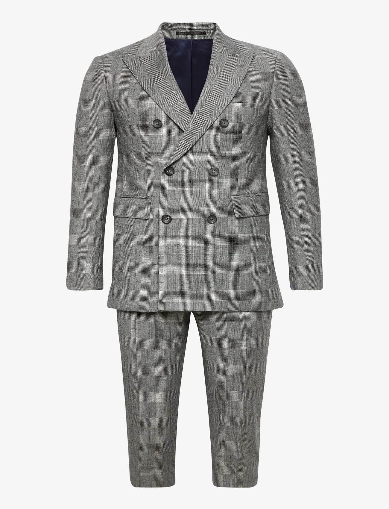 Hackett London - SR FLAN POW DB PK W - double breasted suits - grey/green - 0