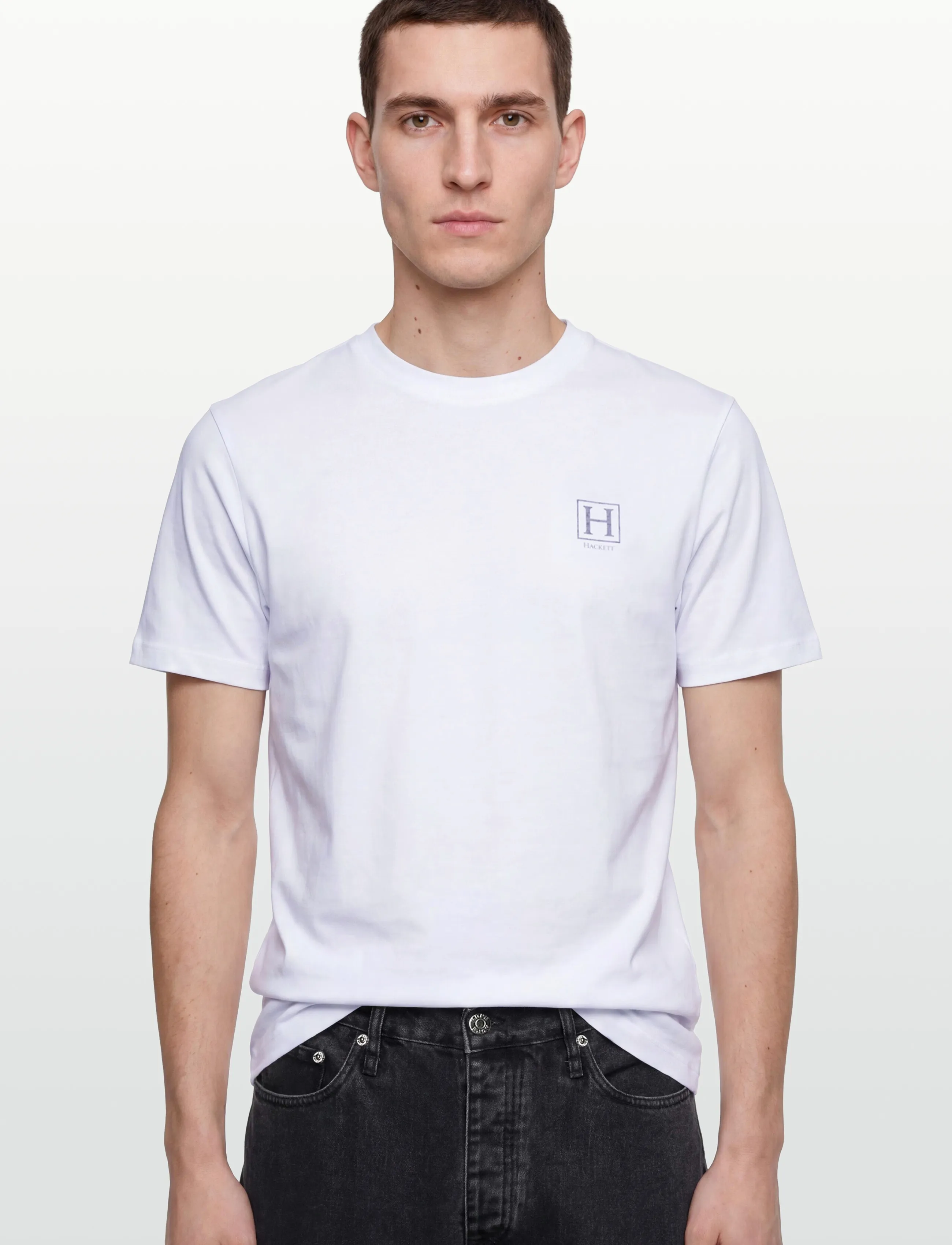 Hackett London - HERITAGE H SMALL LOGO - short-sleeved t-shirts - optic white - 3