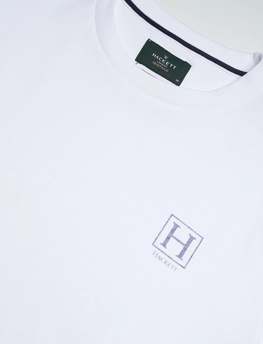 Hackett London - HERITAGE H SMALL LOGO - lühikeste varrukatega t-särgid - optic white - 5