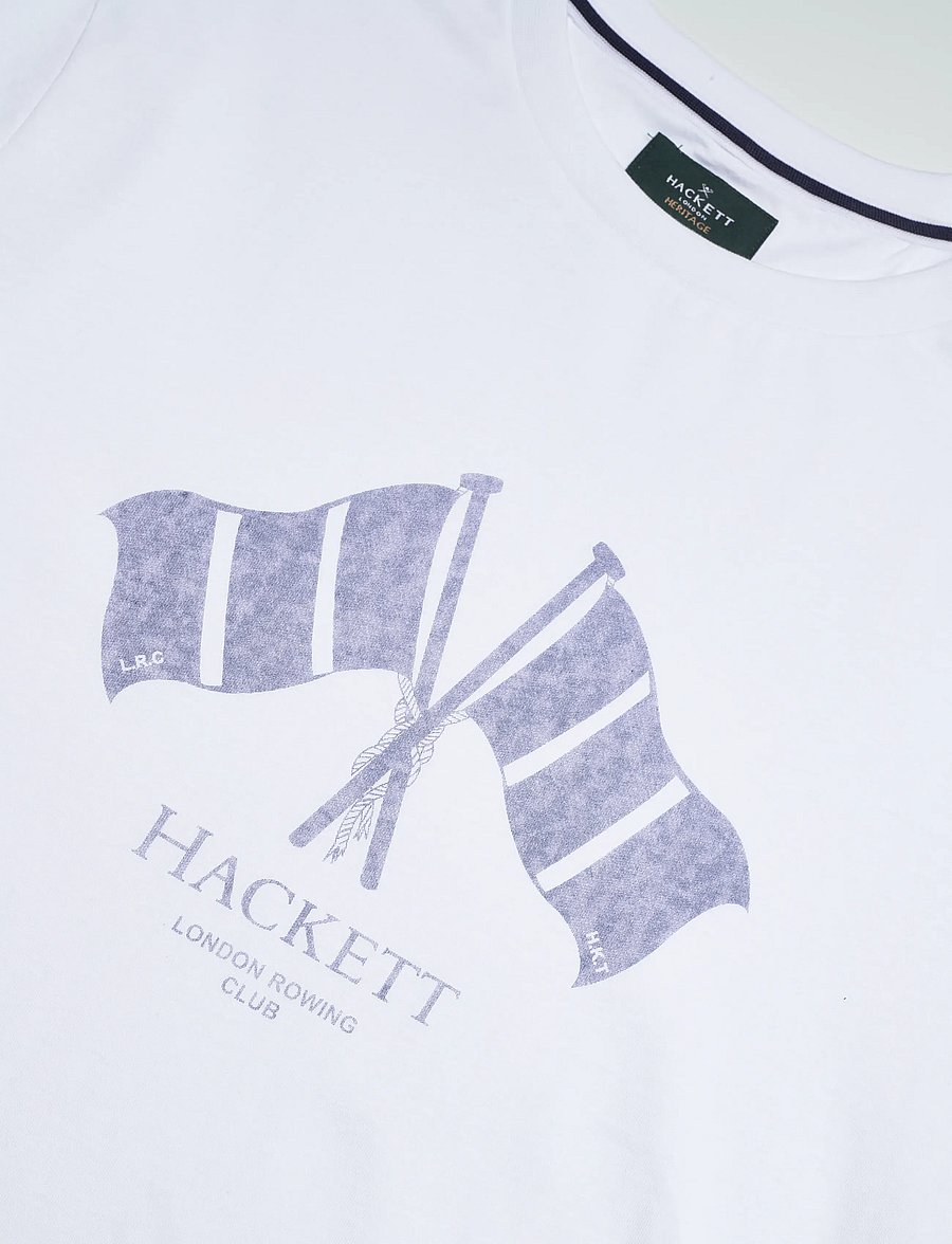 Hackett London - HERITAGE LRC FLAG TEE - kurzärmelig - optic white - 5