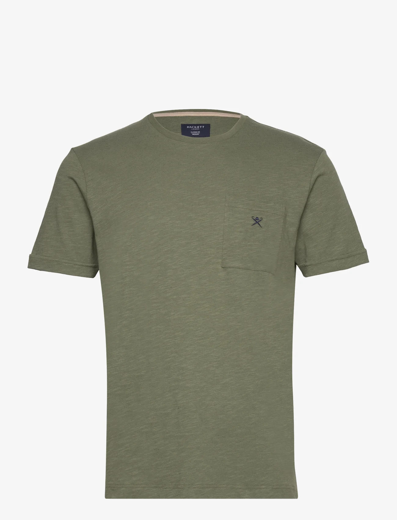 Hackett London - CTN LINEN POCKET TEE - basis-t-skjorter - olive green - 0