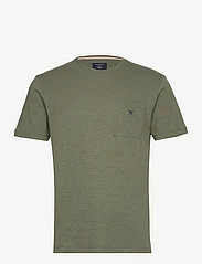 Hackett London - CTN LINEN POCKET TEE - basis-t-skjorter - olive green - 0
