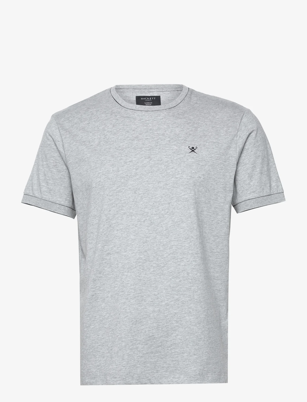 Hackett London - JERSEY TIPPED TEE - kortærmede t-shirts - grey marl grey - 0