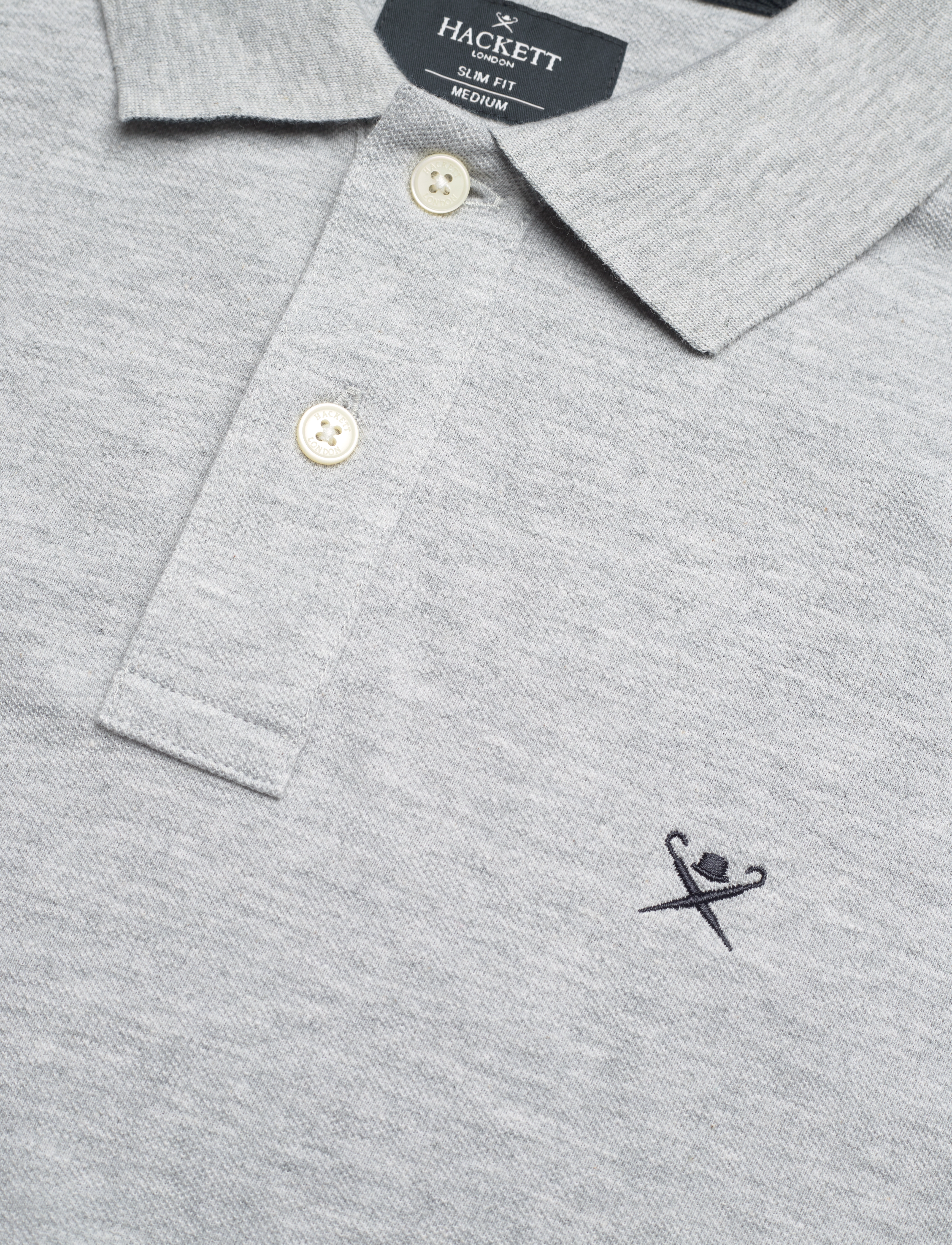 Hackett London - SLIM FIT LOGO LS - pikkade varrukatega polod - light grey marl - 2