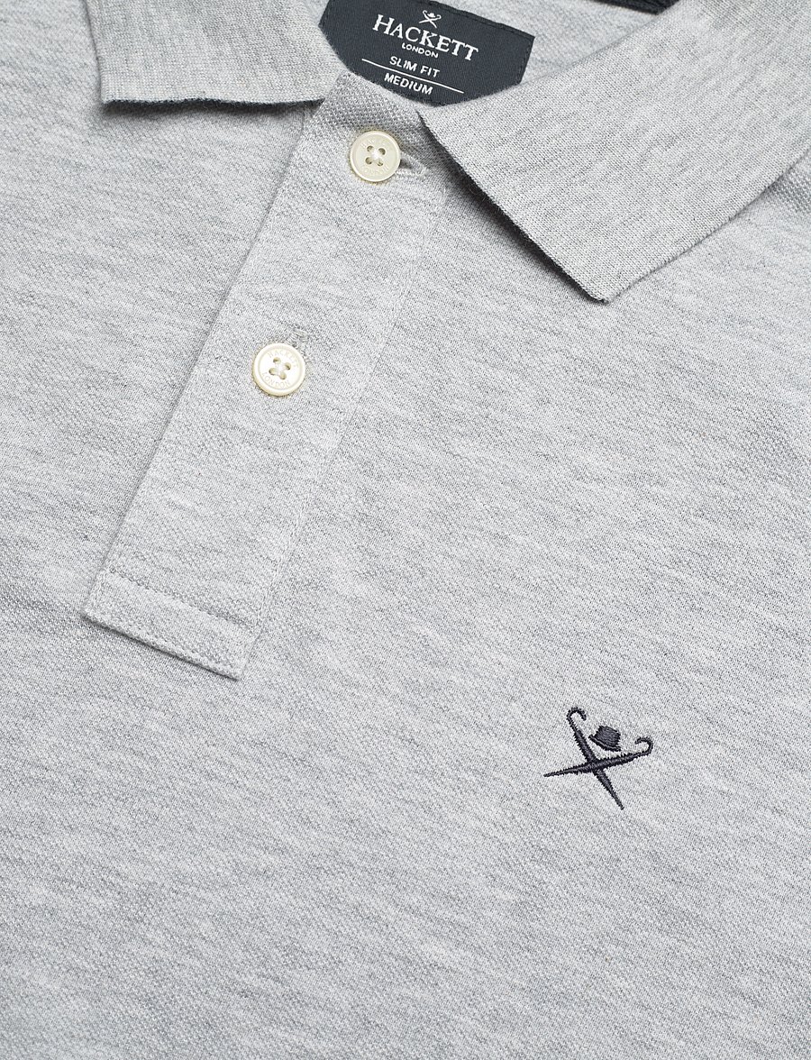 Hackett London - SLIM FIT LOGO LS - långärmade pikéer - light grey marl - 2