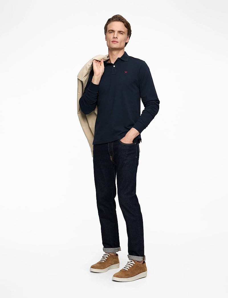 Hackett London - SLIM FIT LOGO LS - pikkade varrukatega polod - navy - 2