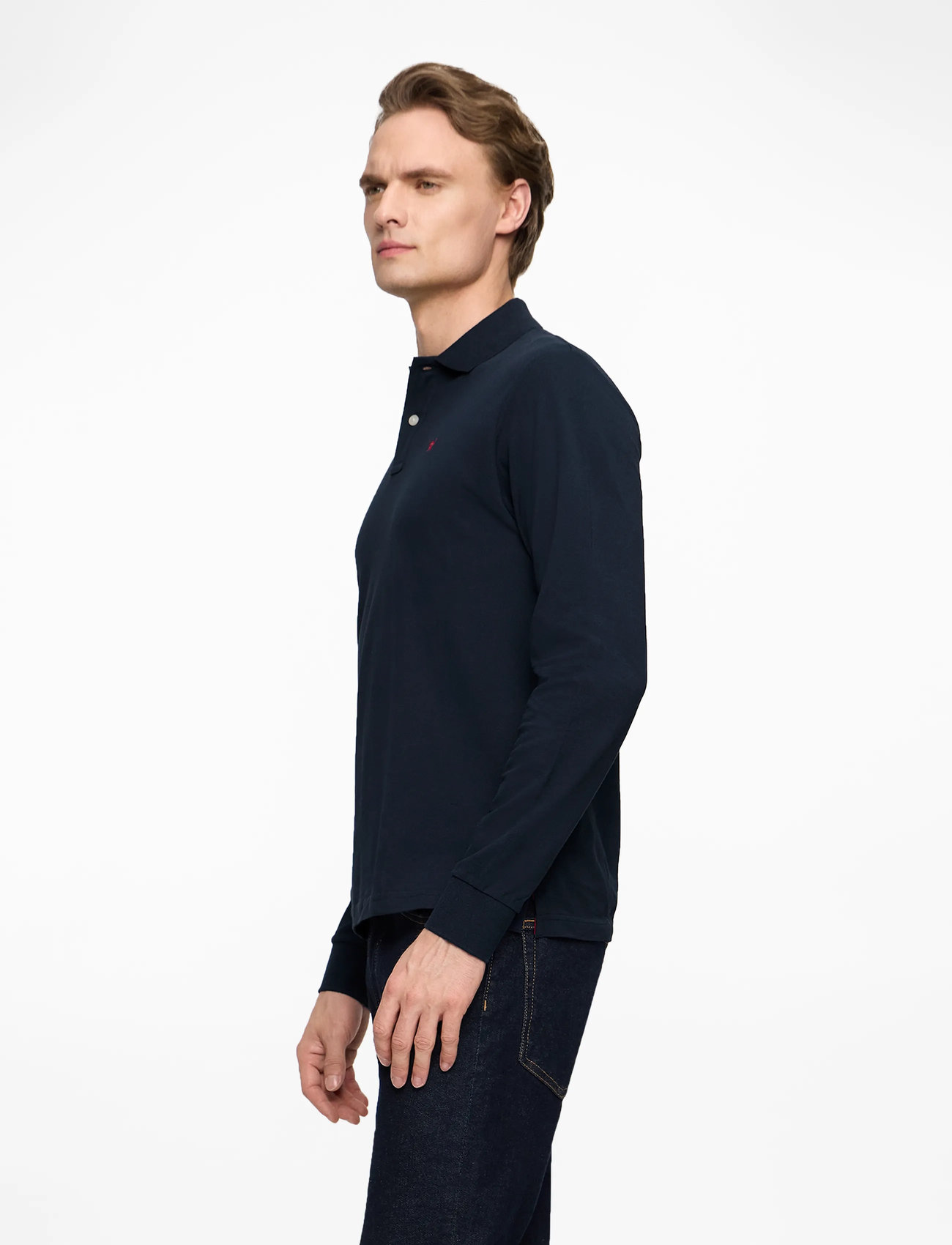 Hackett London - SLIM FIT LOGO LS - pikkade varrukatega polod - navy - 3