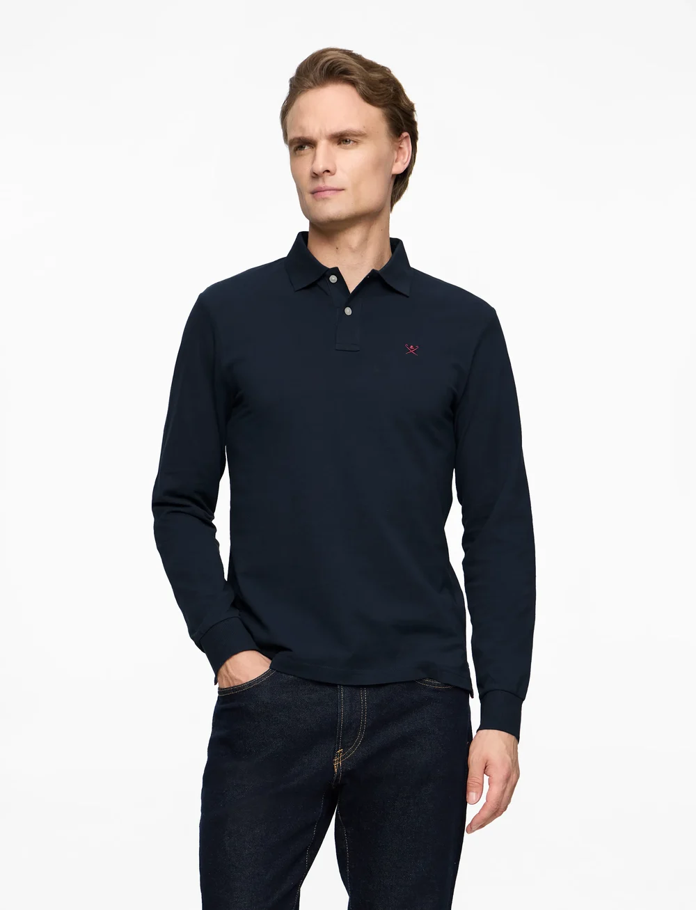 Hackett London - SLIM FIT LOGO LS - langærmede poloer - navy - 0
