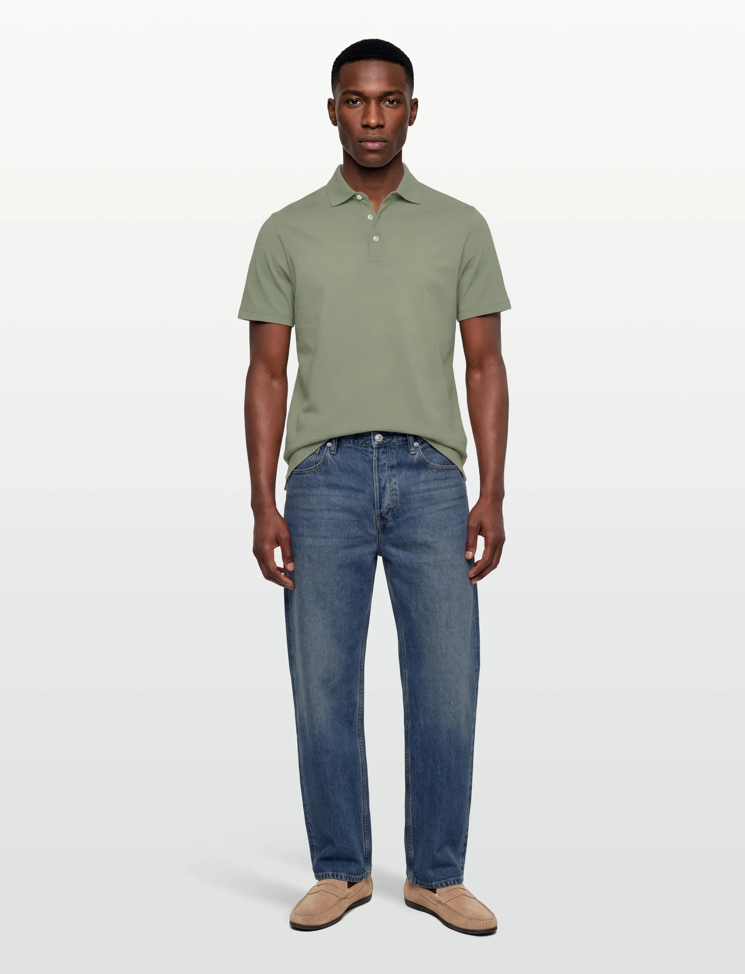 Hackett London Pima Cotton Polo, M, Polos, Khakigrün - Short-sleeved, Männerswear