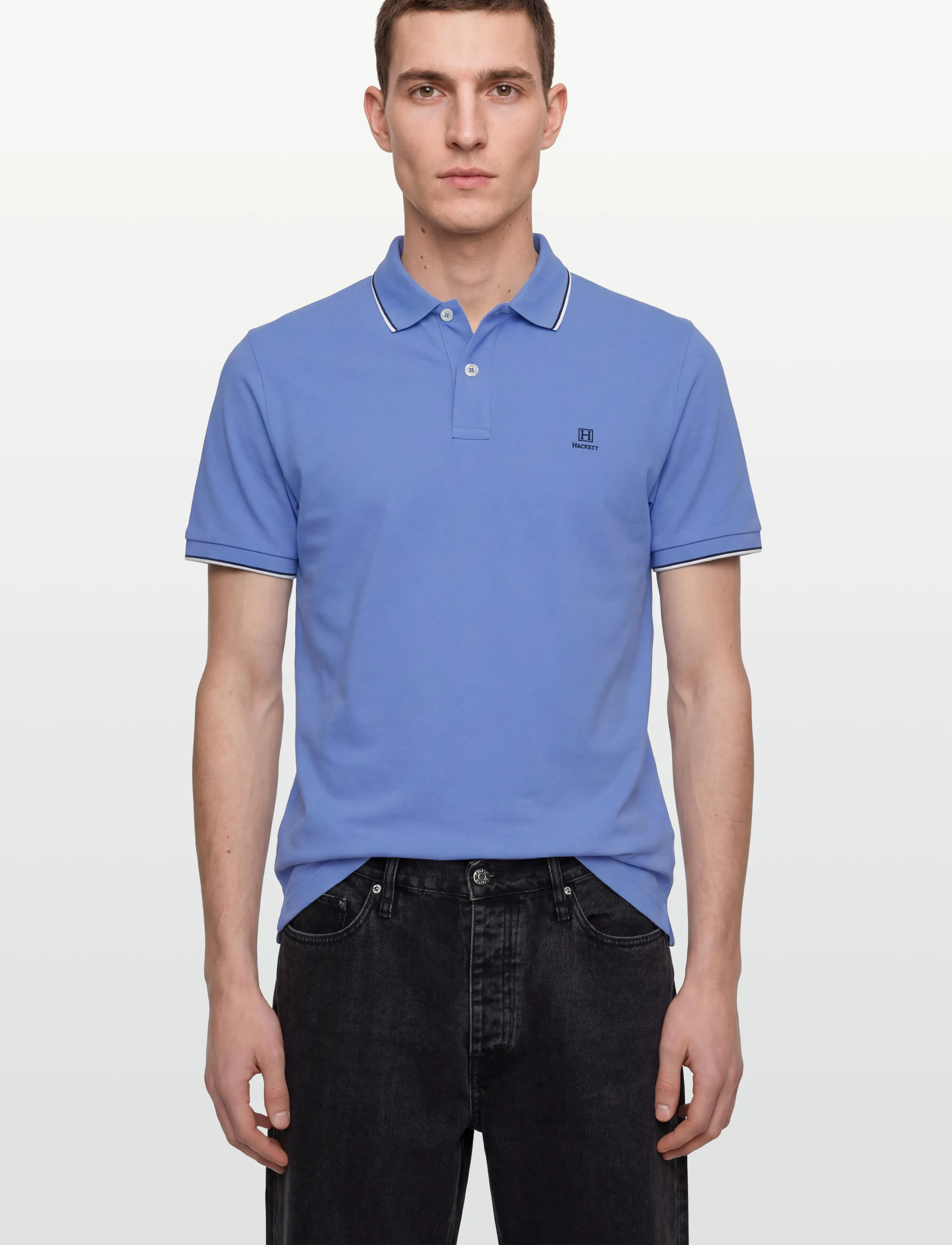 Hackett London - HERITAGE H TIPPED POLO - kortærmede poloer - bright blue - 3