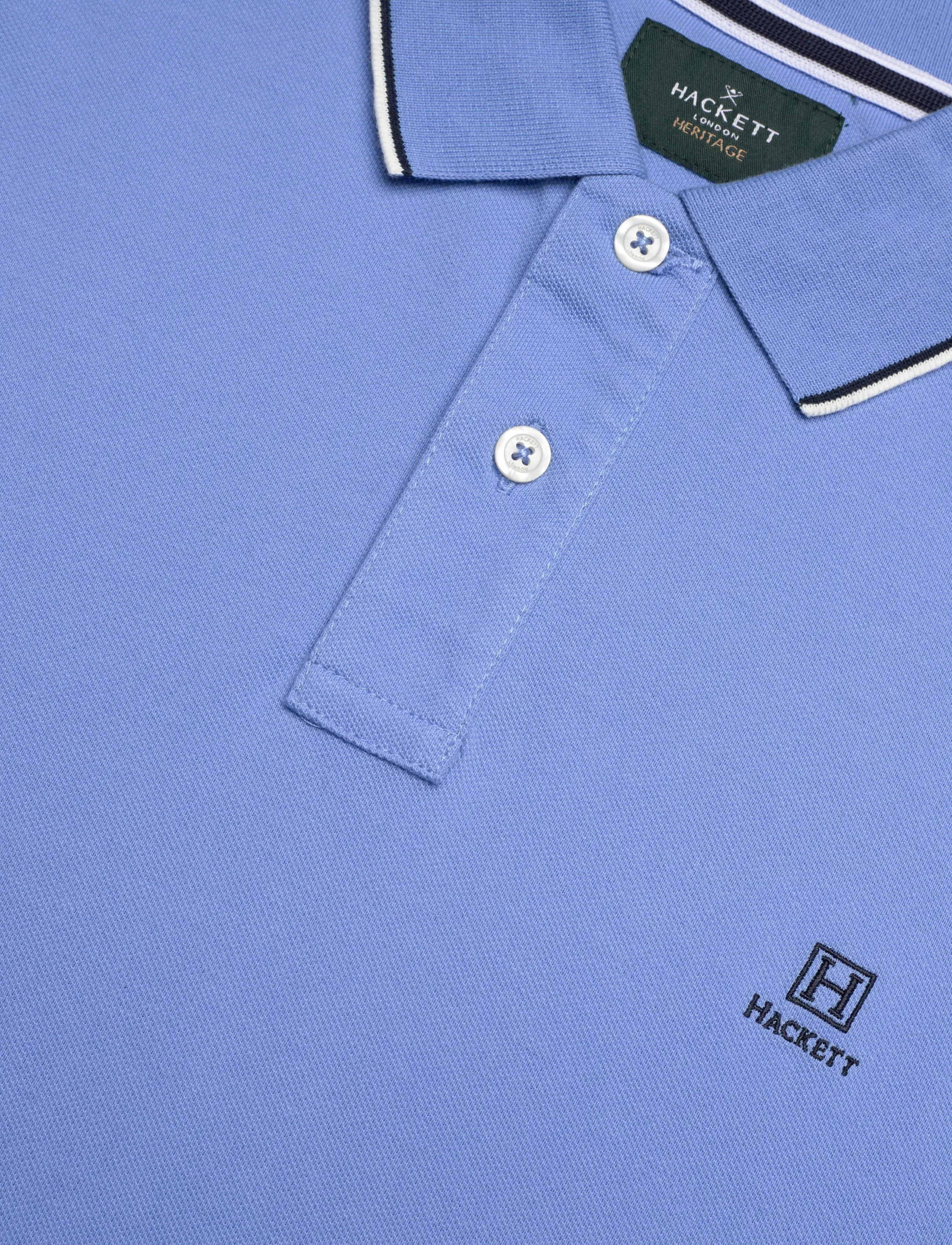 Hackett London - HERITAGE H TIPPED POLO - kortærmede poloer - bright blue - 5