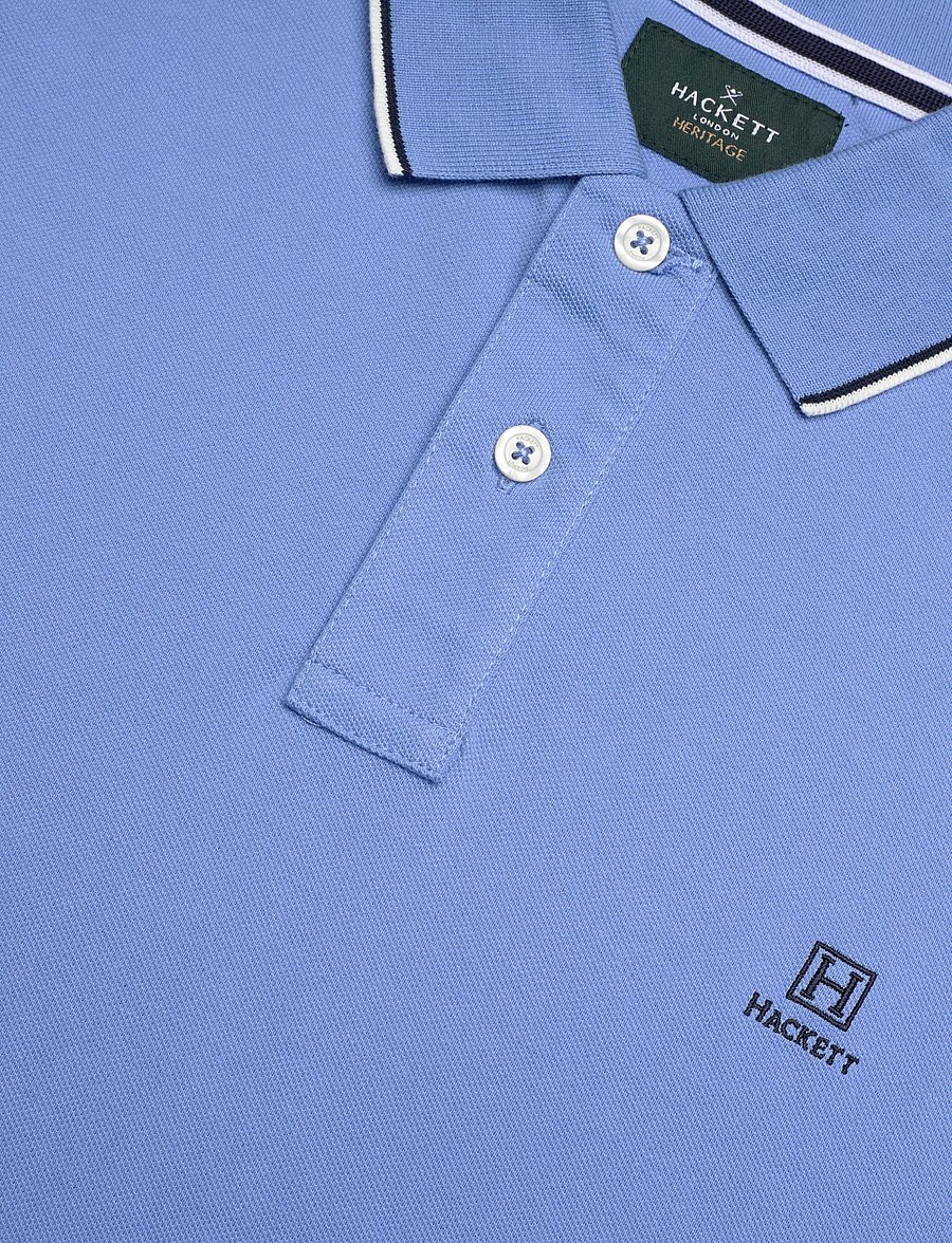 Hackett London - HERITAGE H TIPPED POLO - kurzärmelig - bright blue - 5