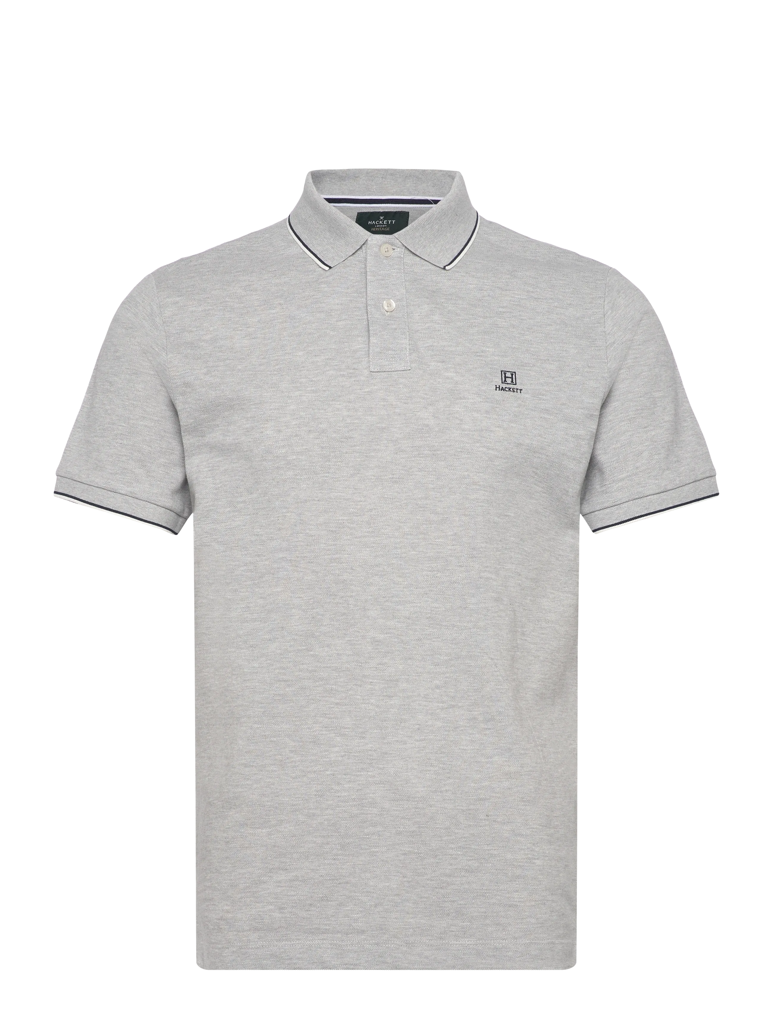 HERITAGE H TIPPED POLO - LIGHT GREY MARL