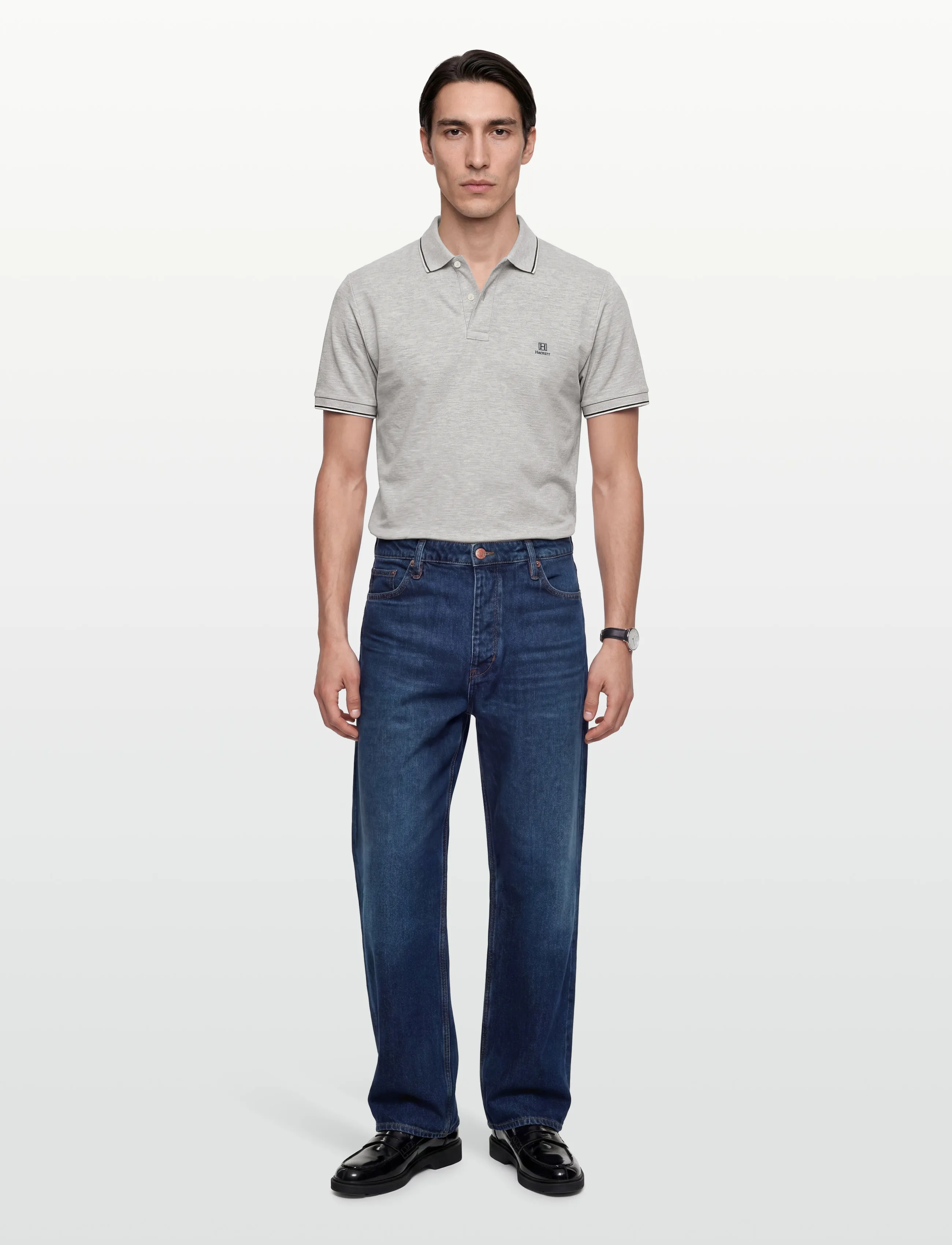 Hackett London Heritage H Tipped Polo, XXL, Polos, Grau - Short-sleeved, Männerswear