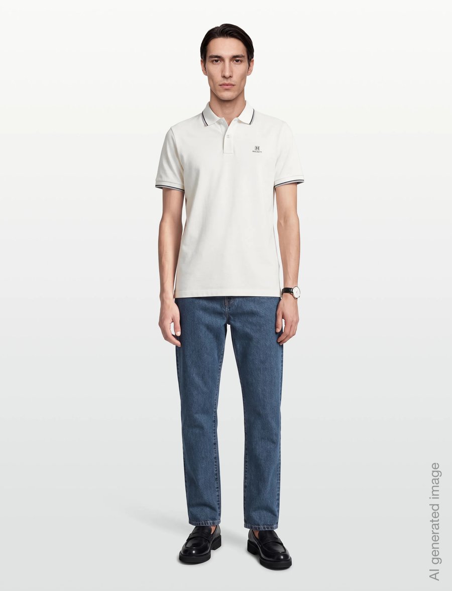 Hackett London - HERITAGE H TIPPED POLO - kurzärmelig - off white - 0
