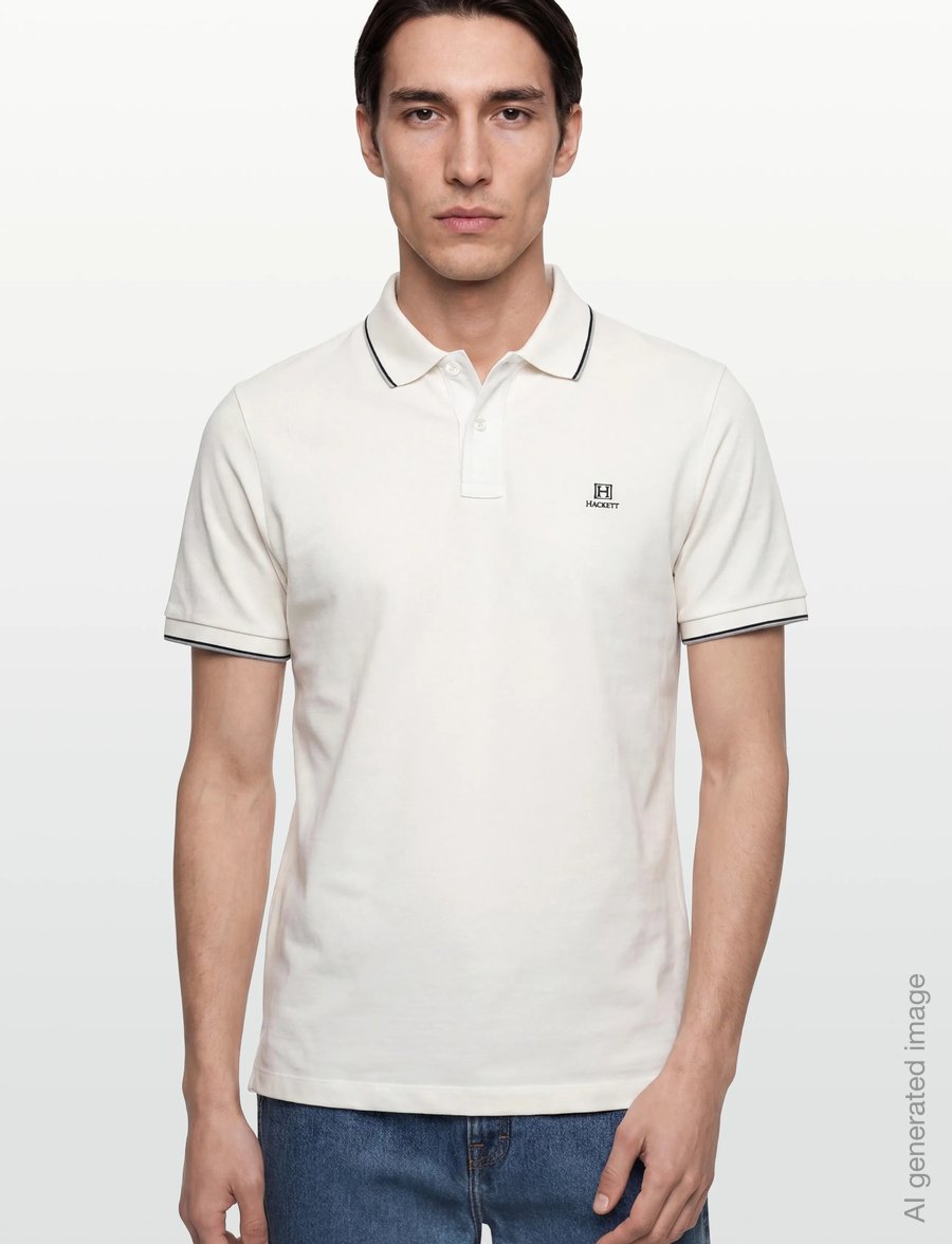 Hackett London - HERITAGE H TIPPED POLO - kurzärmelig - off white - 3