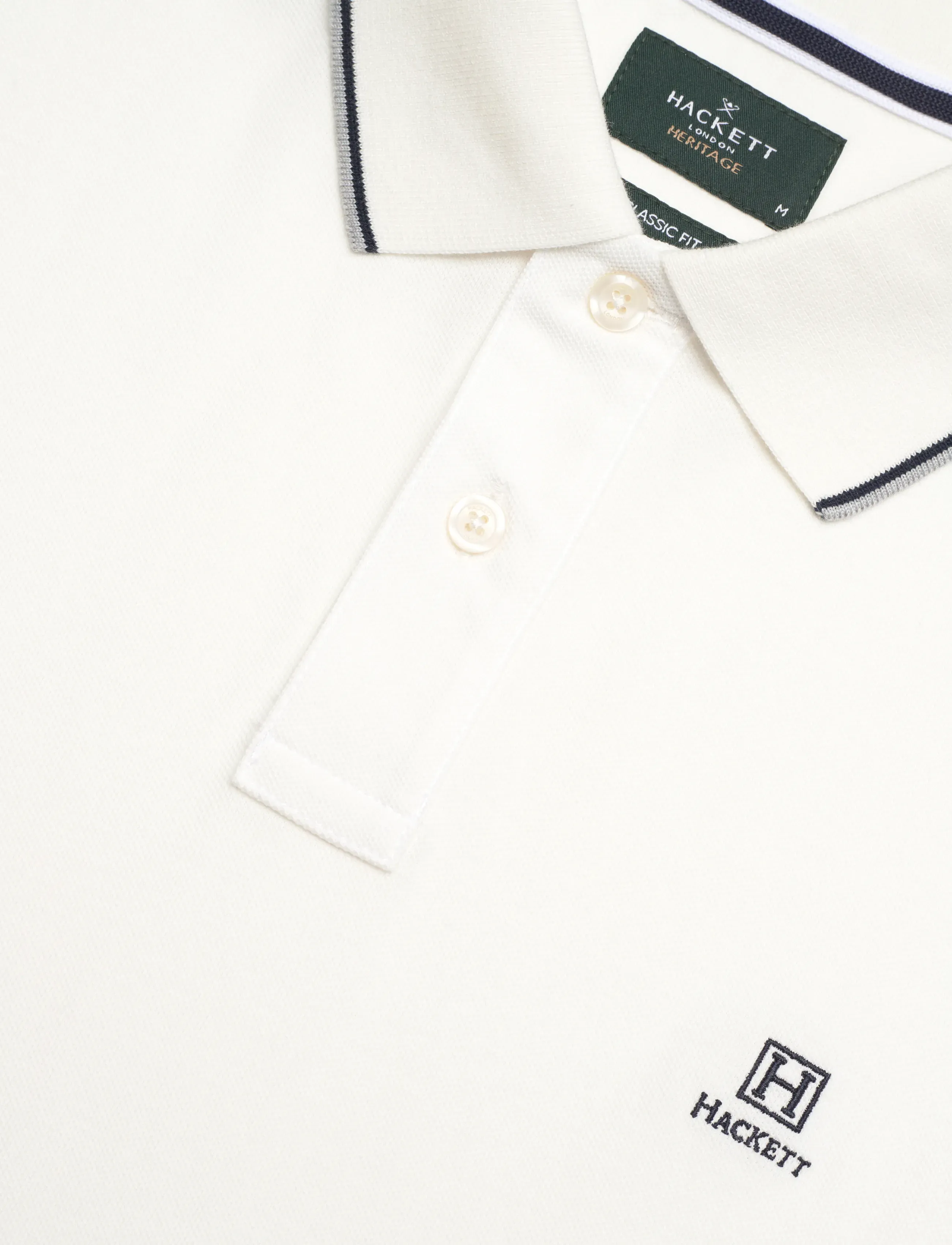 Hackett London - HERITAGE H TIPPED POLO - kortærmede poloer - off white - 5