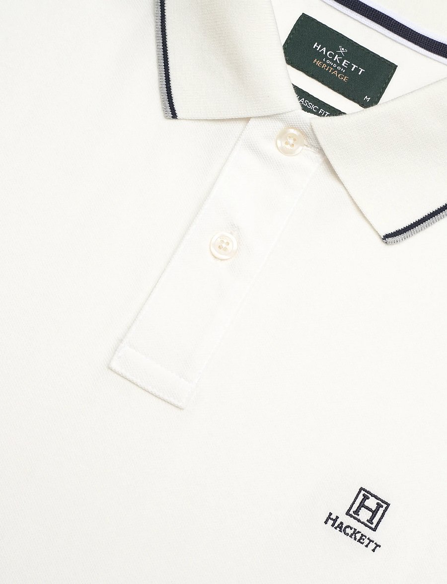 Hackett London - HERITAGE H TIPPED POLO - kurzärmelig - off white - 5