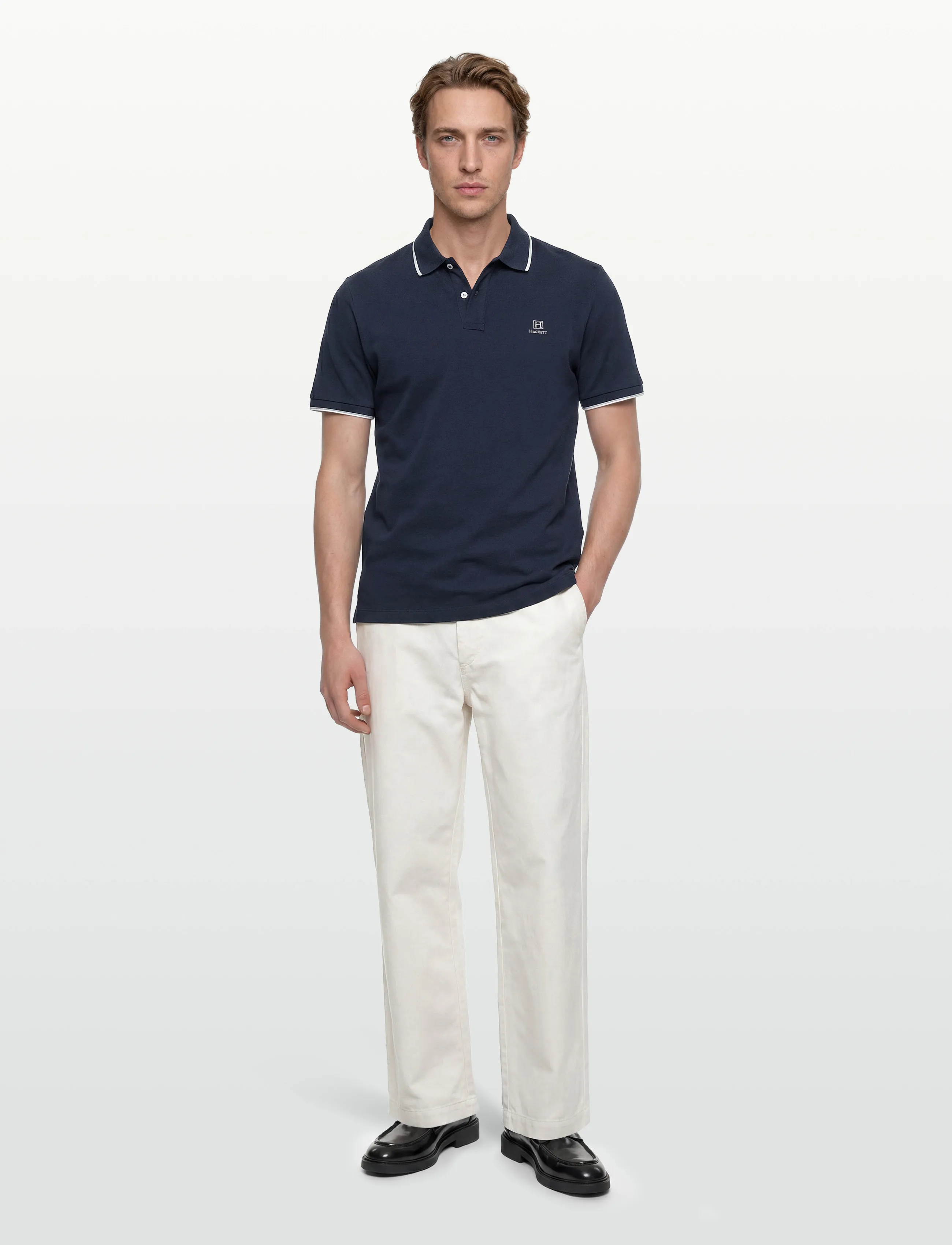 Hackett London Heritage H Tipped Polo, L, Navy, Poloer > Kortærmede, Herre