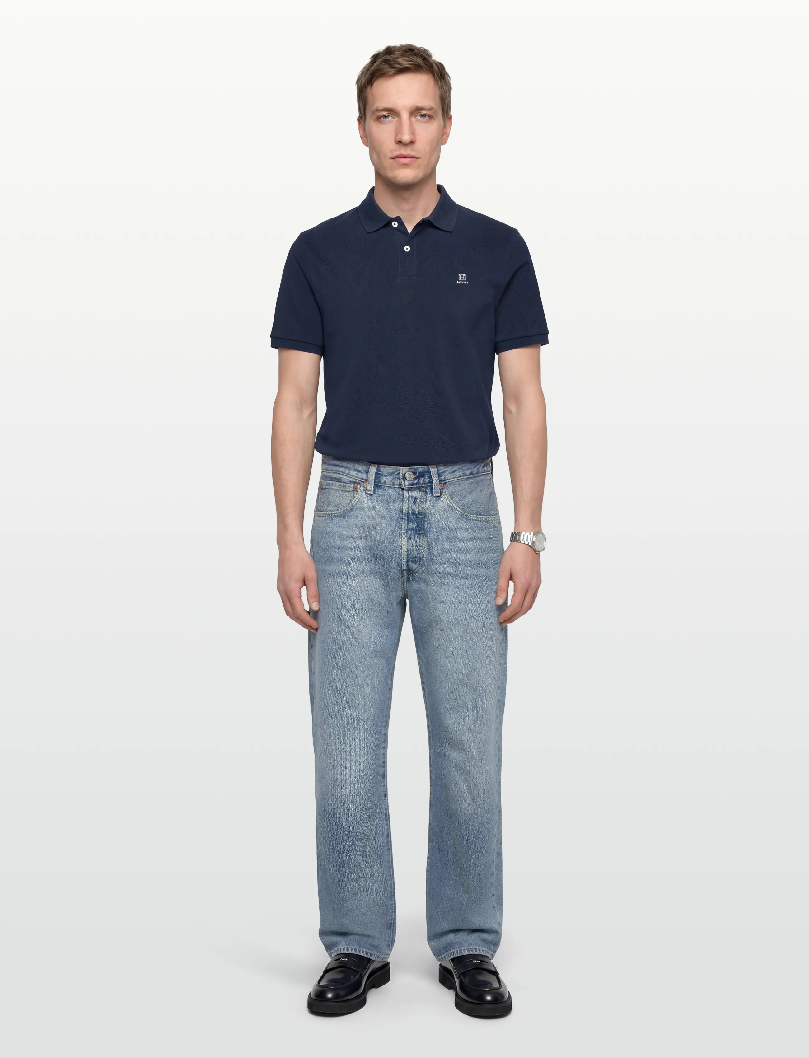 Hackett London Heritage H Stripe Trim, Mænd, Polo T-shirt, Navy, Str: M