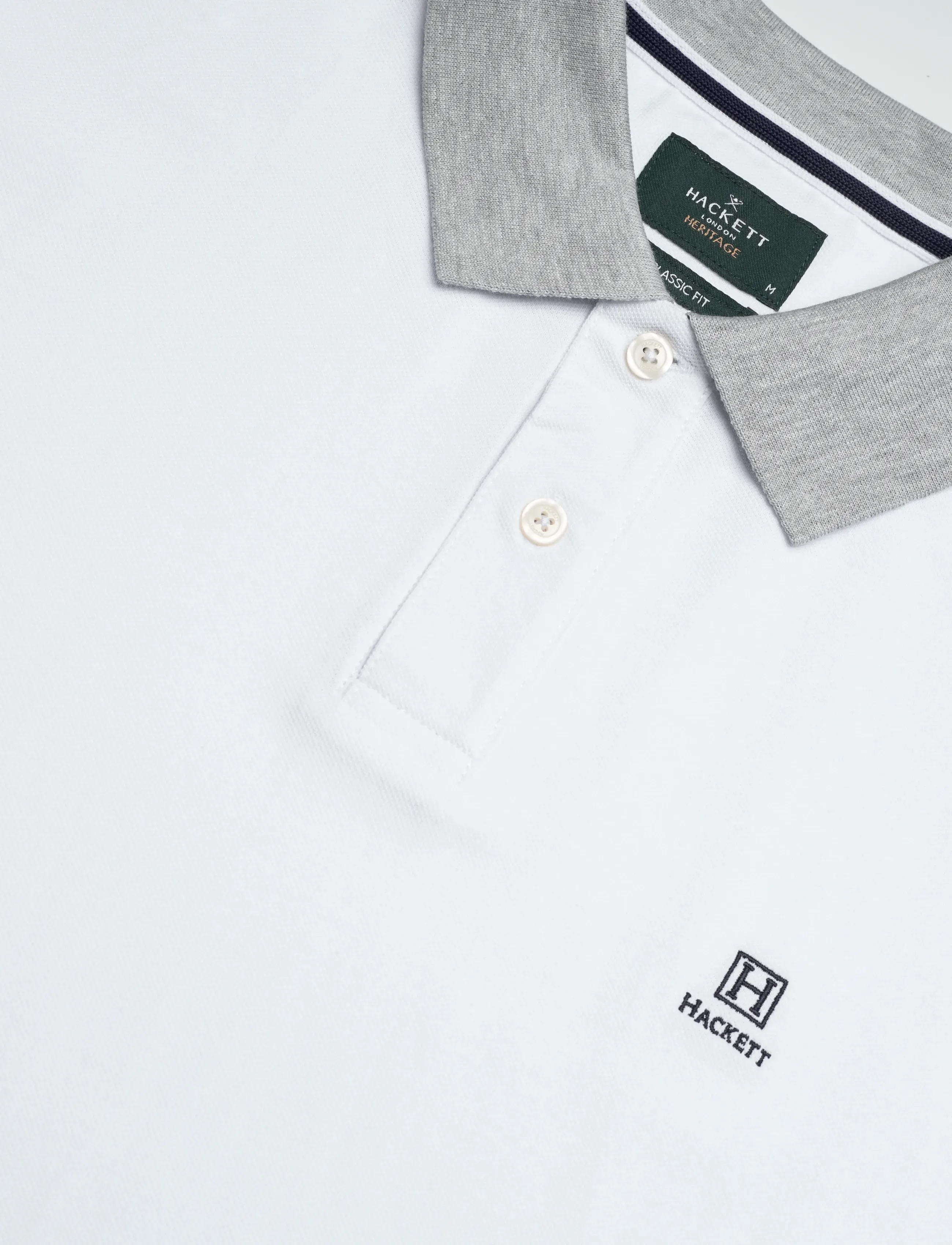 Hackett London - HERITAGE H STRIPE TRIM - kortærmede poloer - optic white - 5