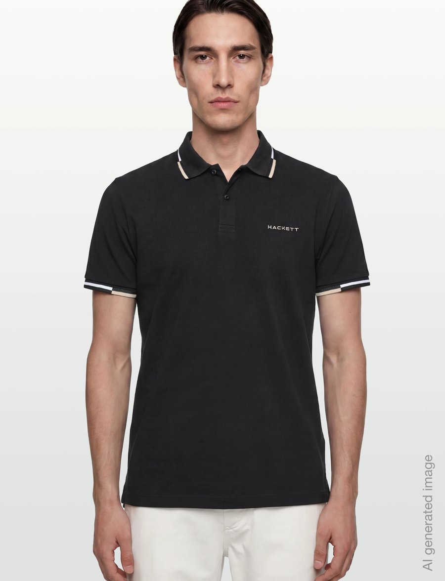 Hackett London - HS COAST TIPPED POLO - kortärmade pikéer - black - 3