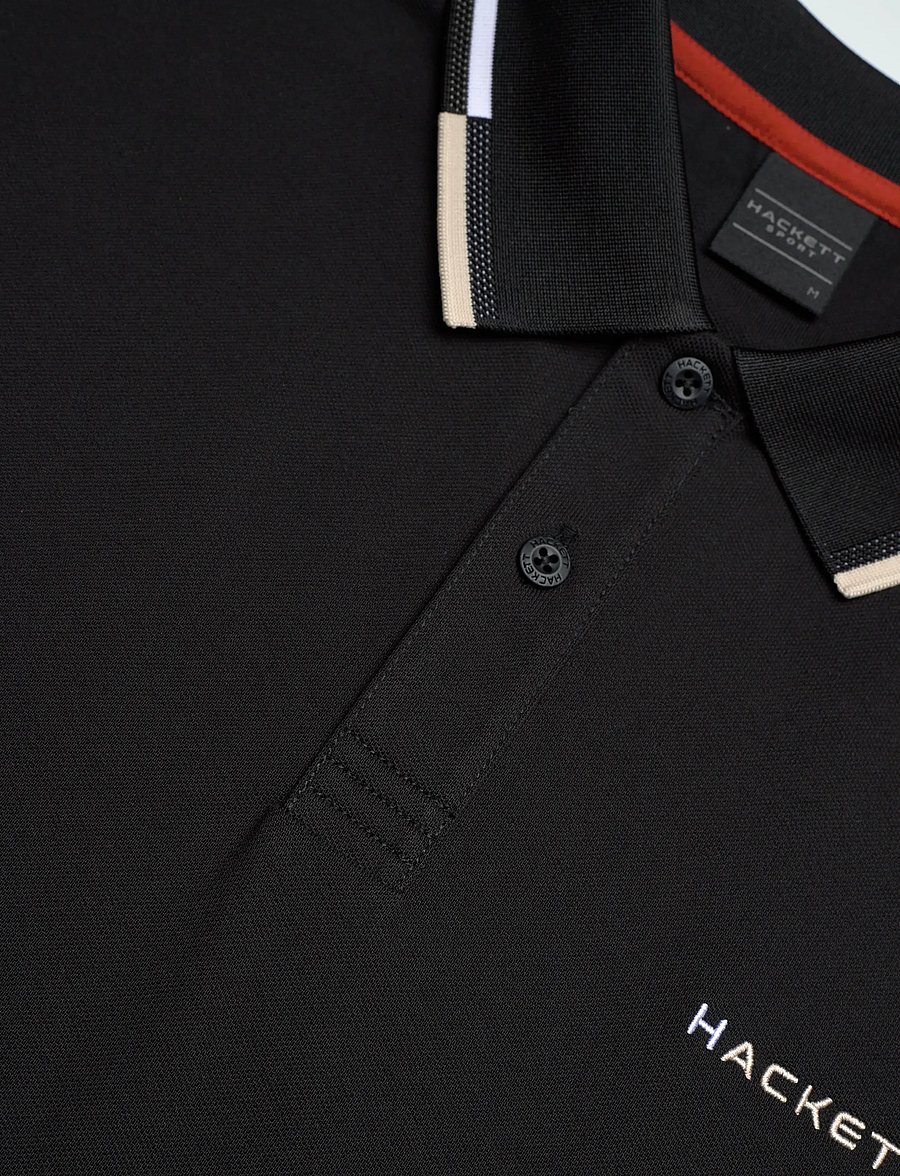Hackett London - HS COAST TIPPED POLO - kortärmade pikéer - black - 5
