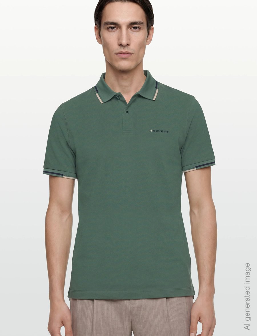 Hackett London - HS COAST TIPPED POLO - kortærmede poloer - sage green - 3
