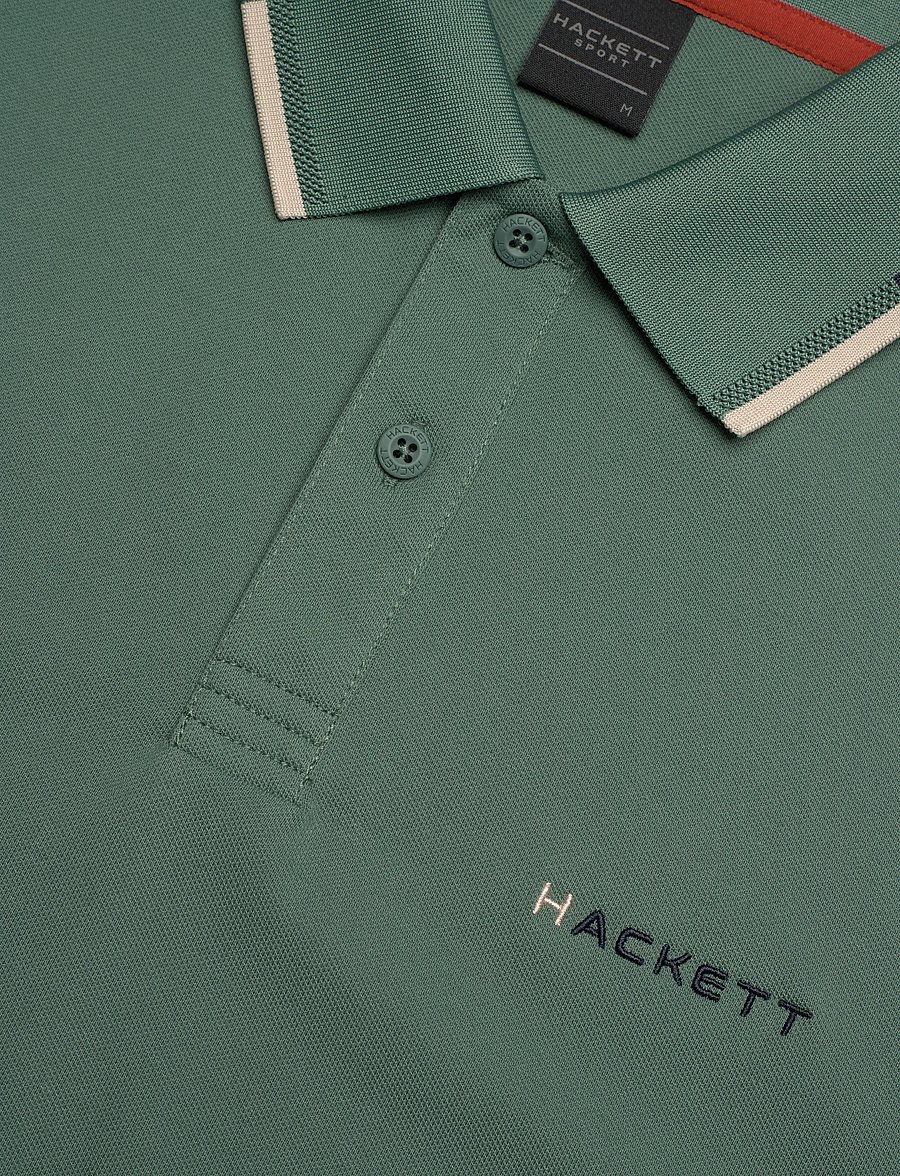Hackett London - HS COAST TIPPED POLO - kortærmede poloer - sage green - 5