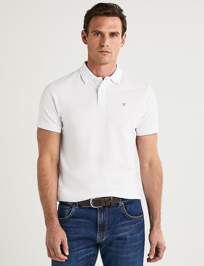Hackett London - SLIM FIT LOGO - kortærmede poloer - 802optic white - 0