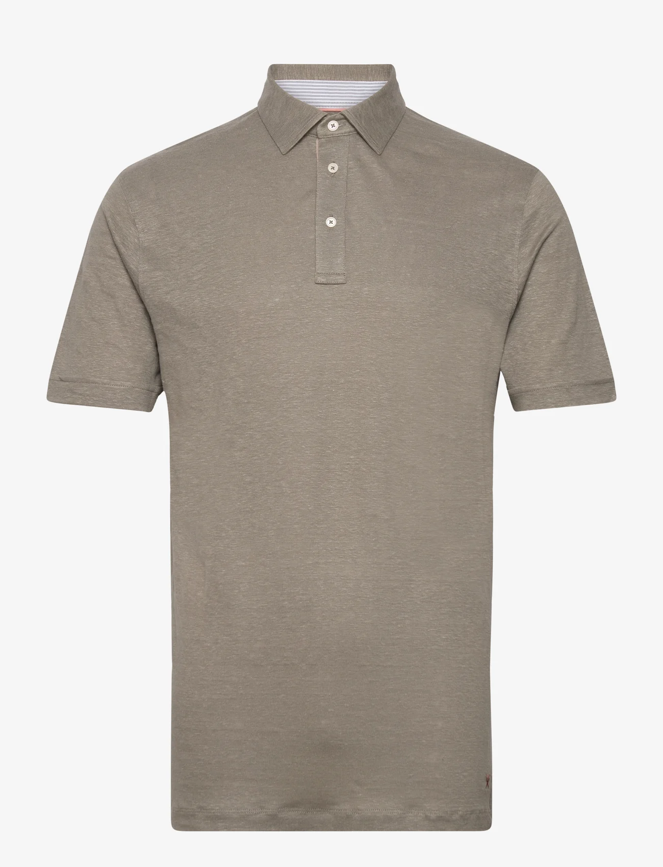 Hackett London - LINEN JSY STR TRIM - lühikeste varrukatega polod - khaki - 0